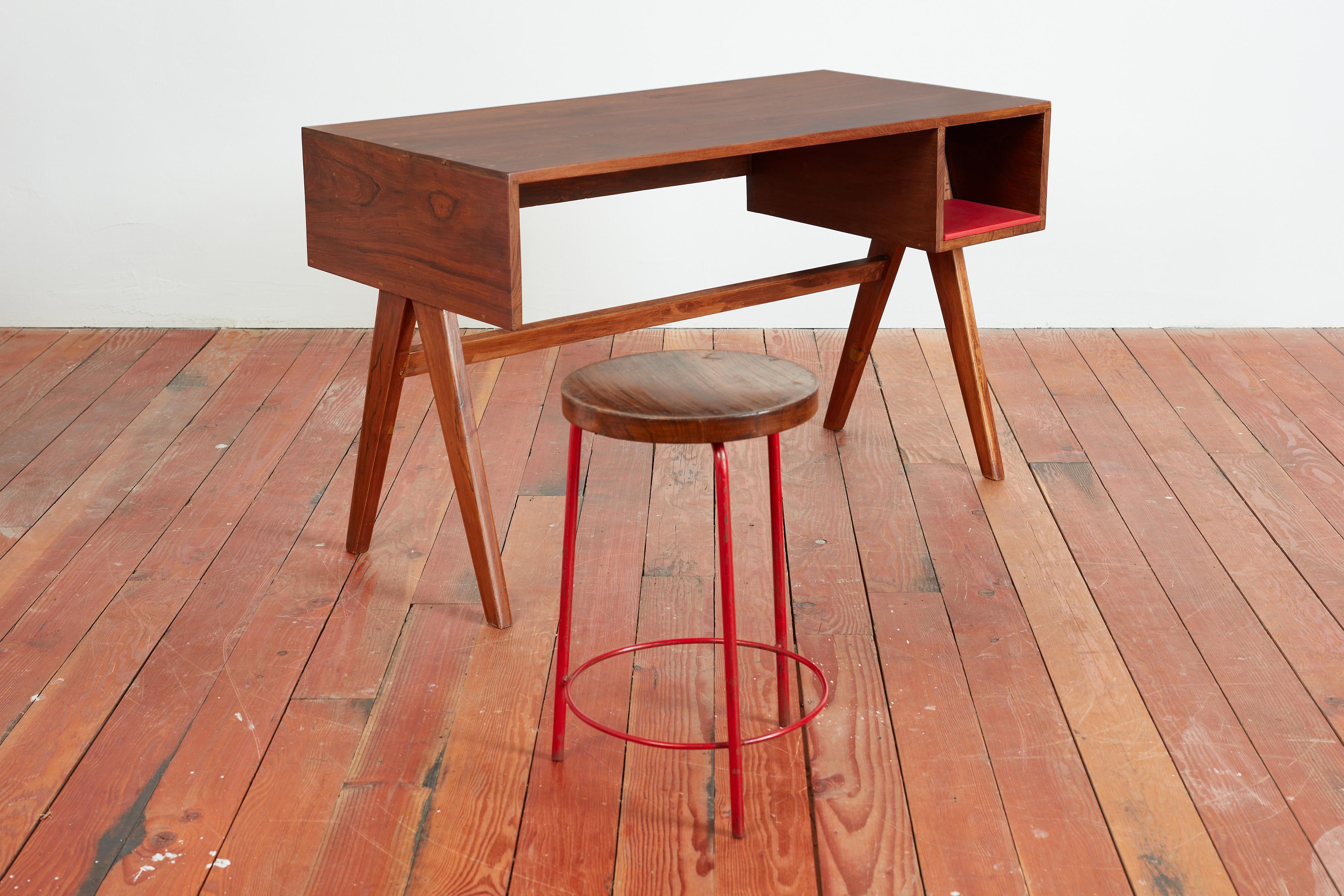 French Pierre Jeanneret Desk & Stool  For Sale