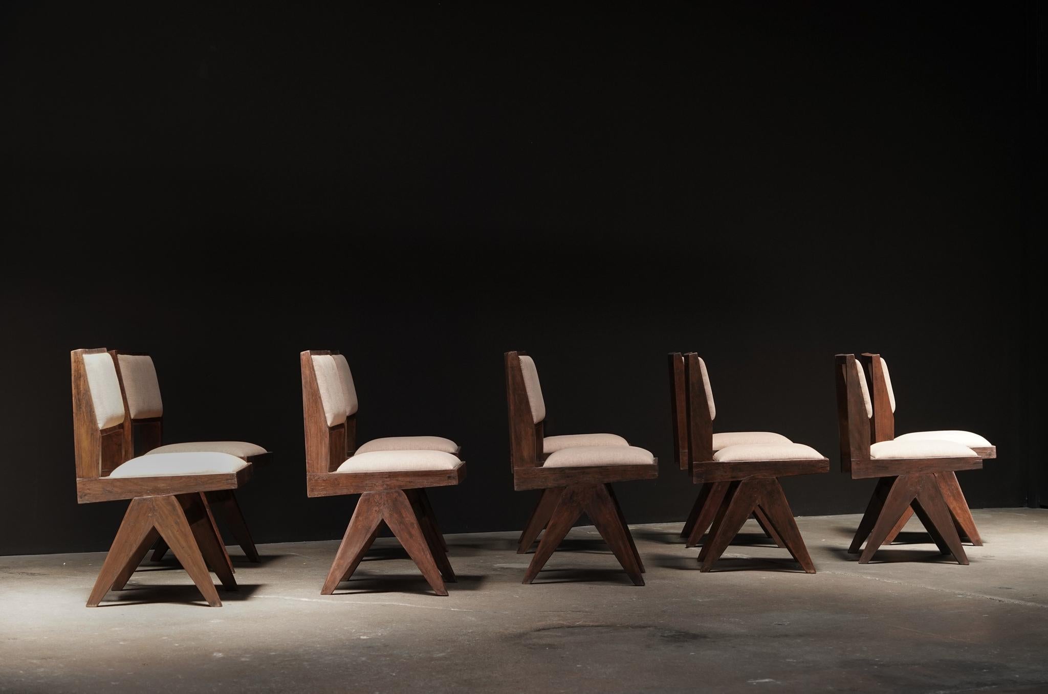Tessuto Sedia da pranzo Pierre Jeanneret in vendita