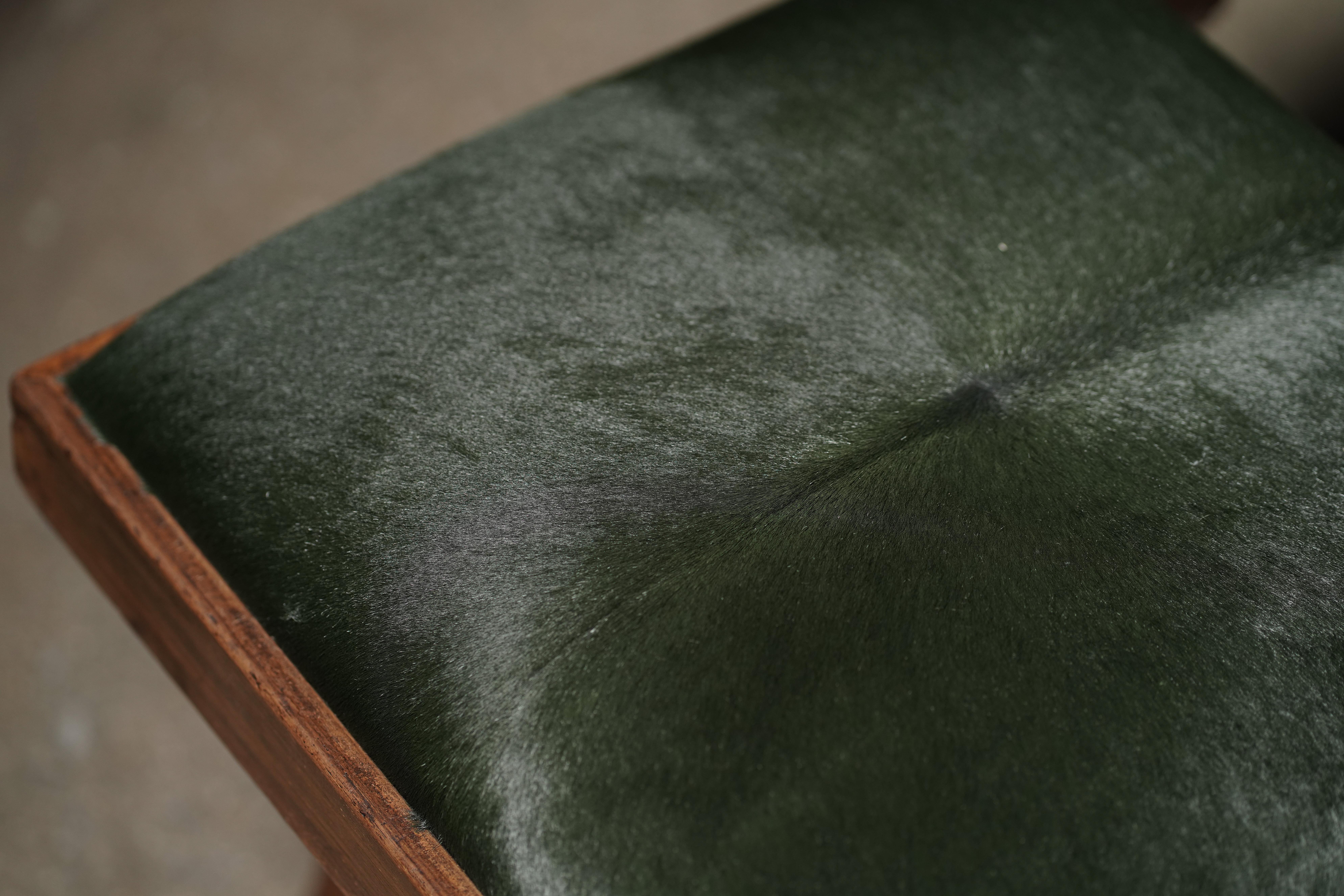 Cowhide Pierre Jeanneret Dining Chair in Forest Hide, Set of 6
