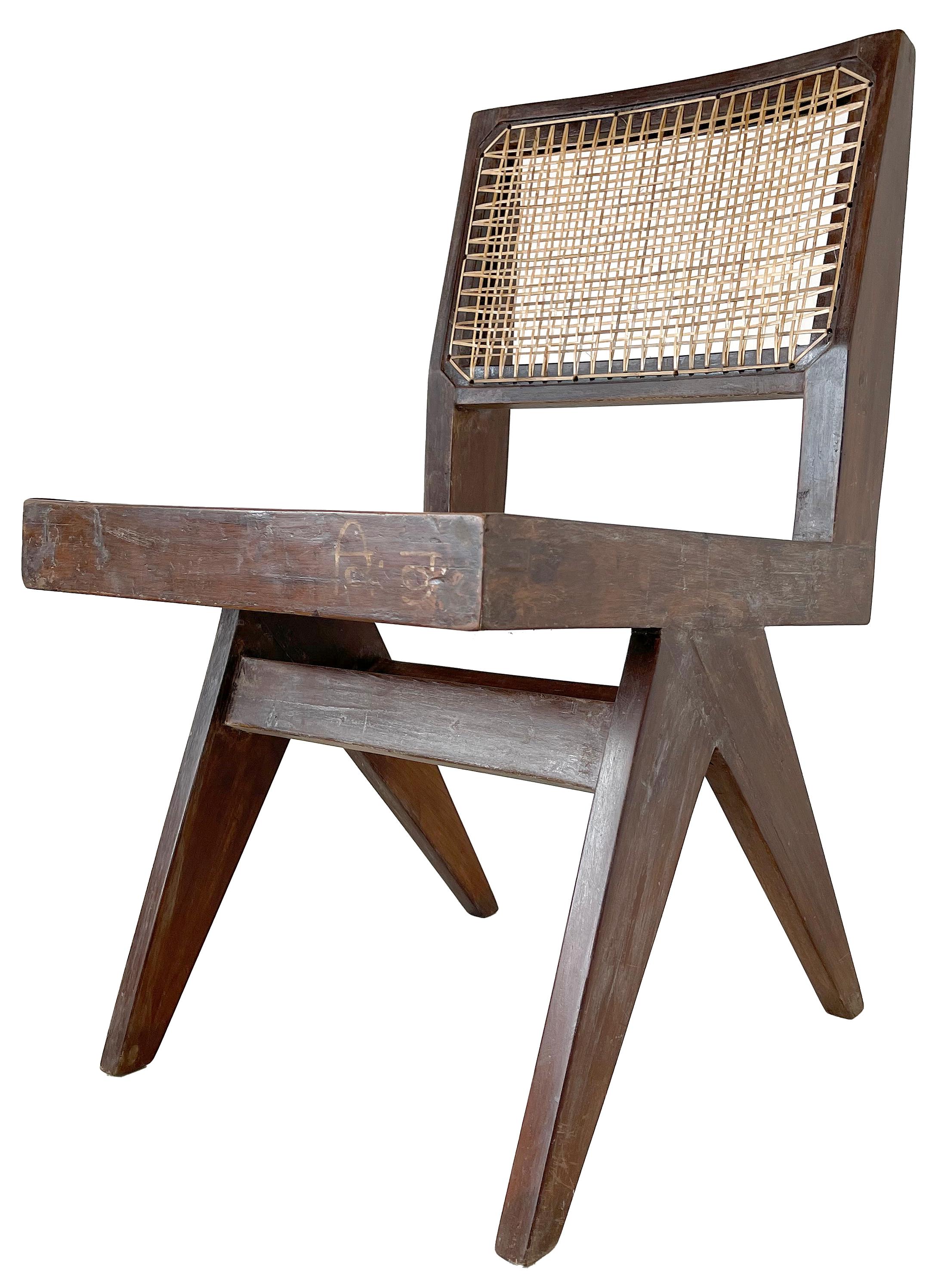 Indian Pierre Jeanneret Dining Chairs in Teak For Sale