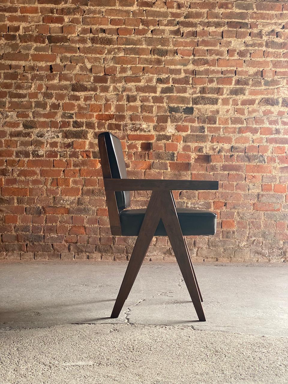 Pierre Jeanneret Dining Table & Ten Chairs Teak Chandigarh Circa 1960s 3