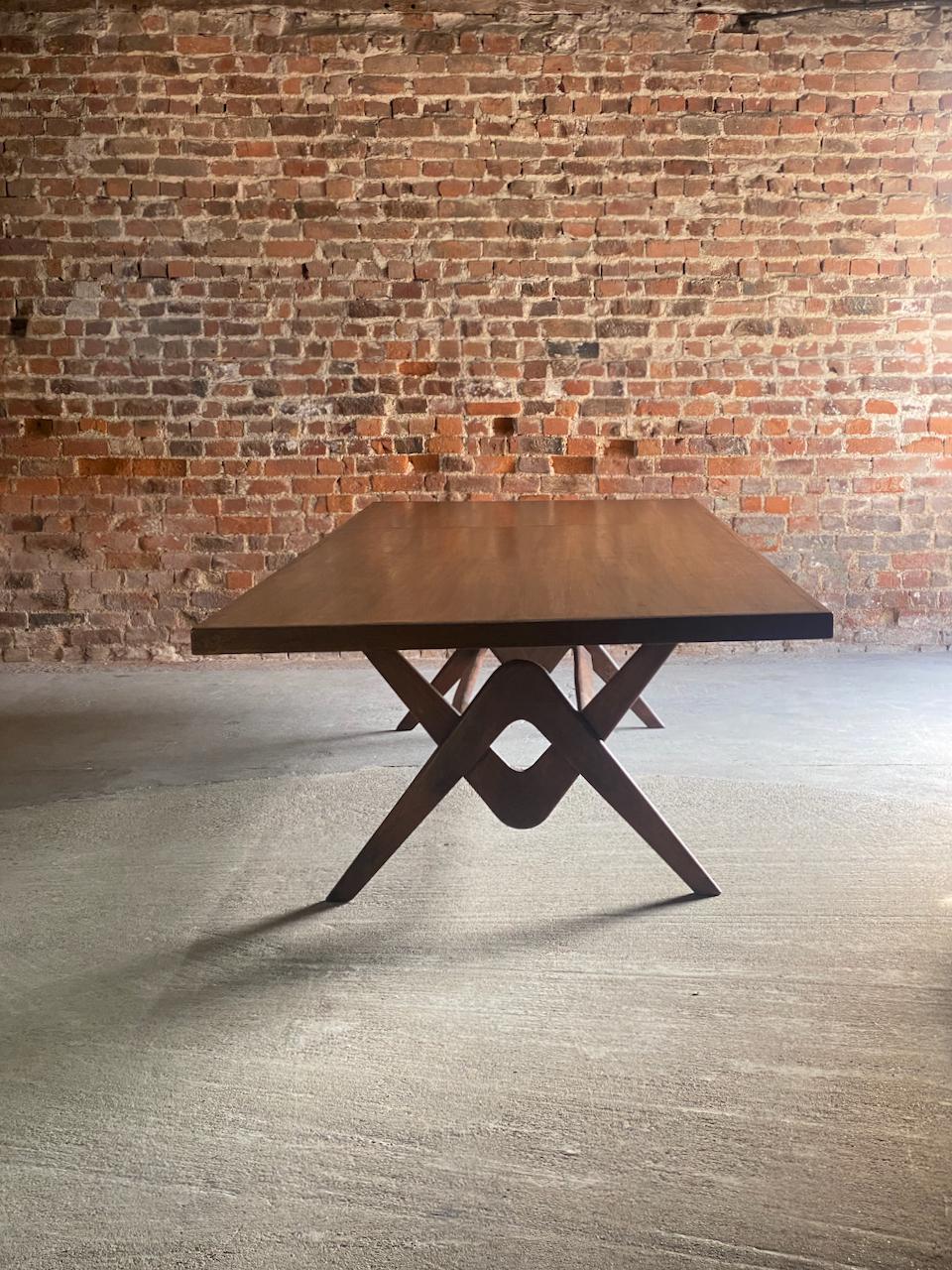Pierre Jeanneret Dining Table & Twelve Chairs Teak Chandigarh, circa 1963-4 In Good Condition In Longdon, Tewkesbury