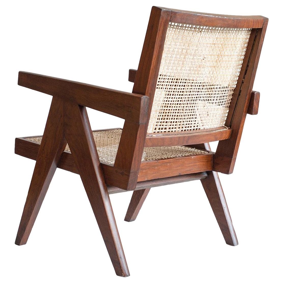 Pierre Jeanneret PJ-SI-29-A Einfacher Schilfrohrstuhl / Authentischer Mid-Century Modern