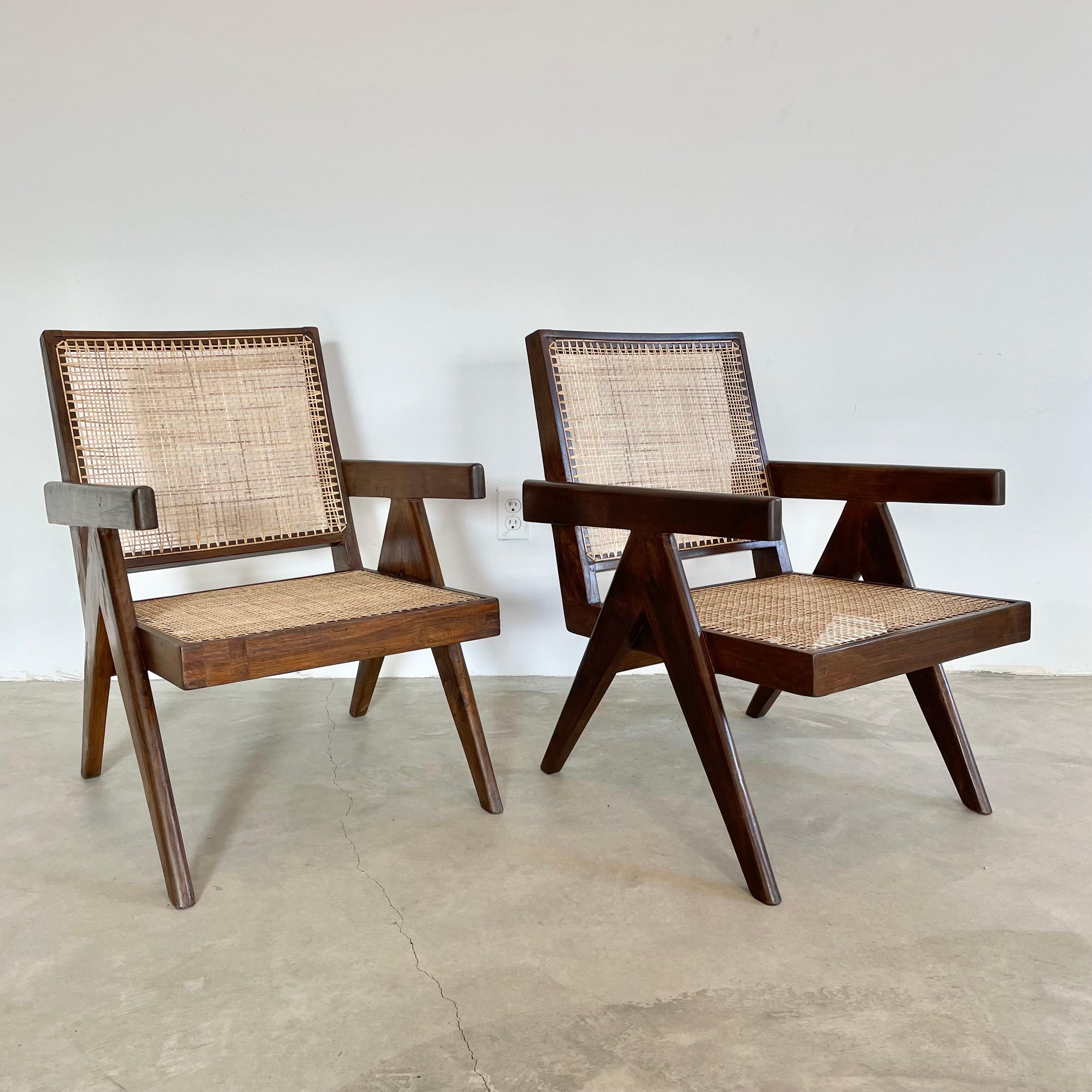 Mid-20th Century Pierre Jeanneret Easy Chairs, 1950s Chandigargh For Sale