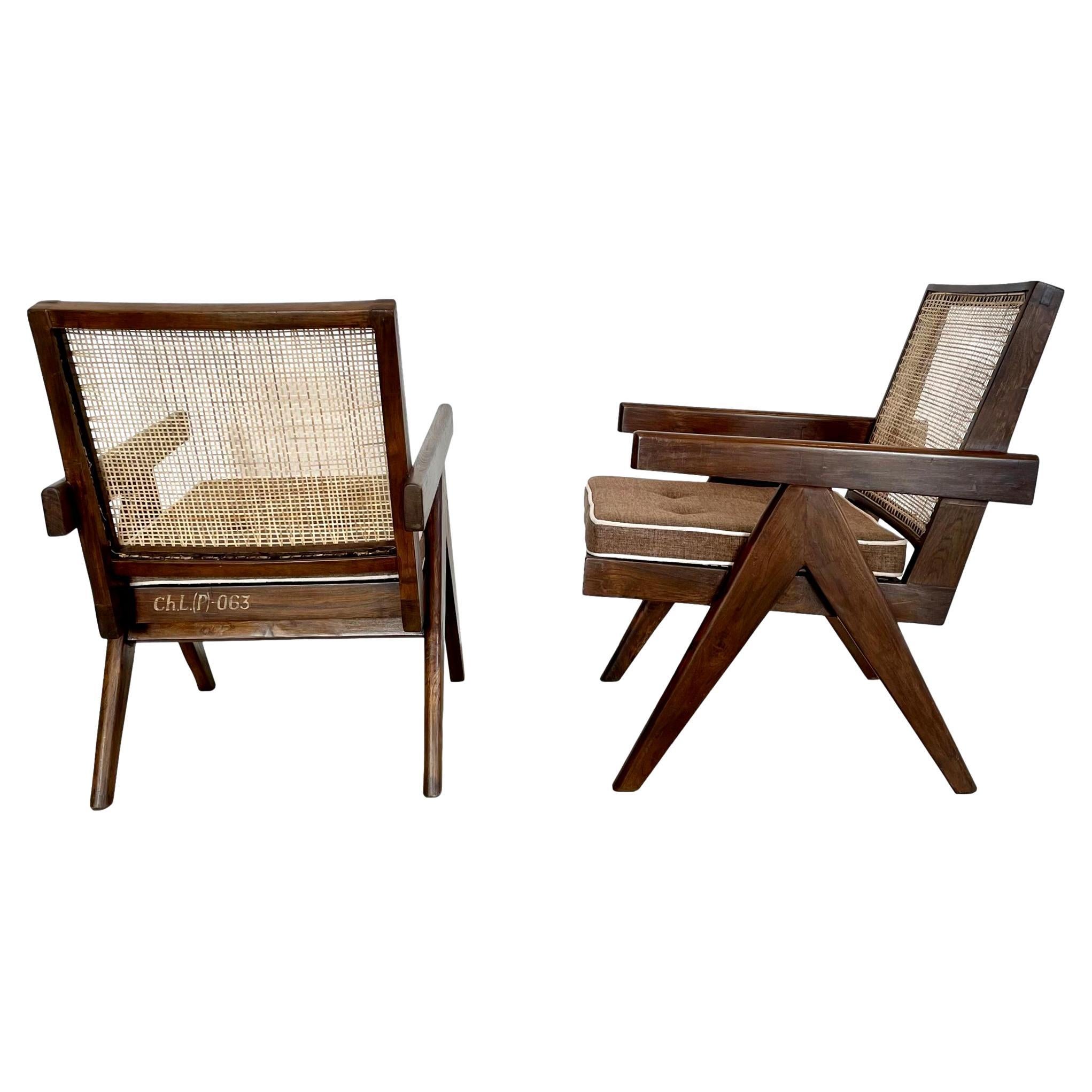 Pierre Jeanneret Easy Chairs, 1950s Chandigargh