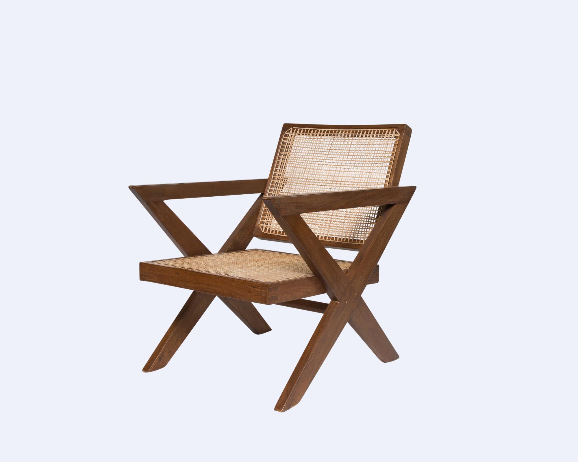Pierre Jeanneret easy cross chair in teak
• Excellent condition for age
• Includes certificate of authenticity, certified by Jacques Dworczak, world-renowned Pierre Jeanneret authenticator and collector, author of the Assouline book 