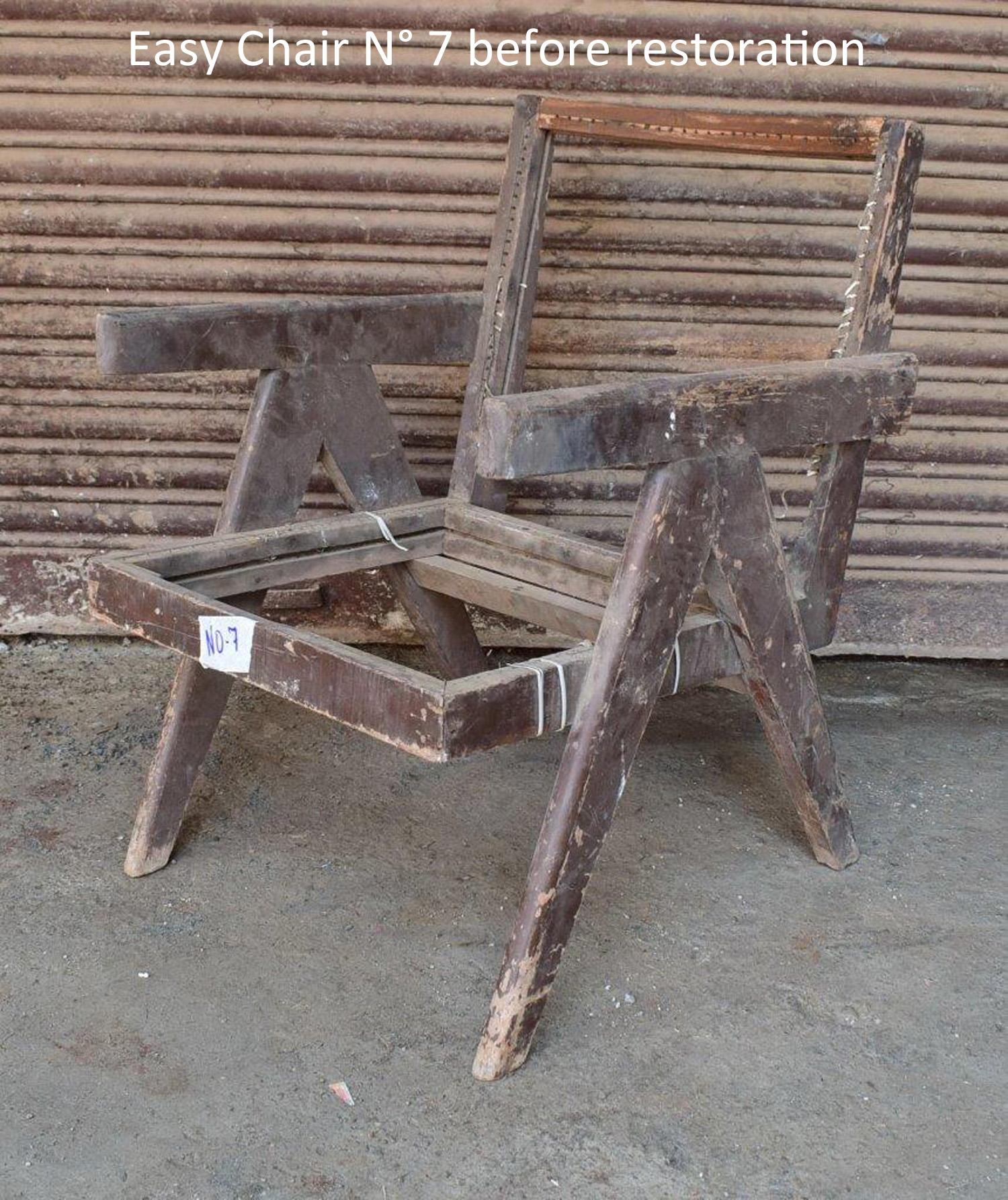 Pierre Jeanneret, Exceptional Set of 4 'Easy Armchairs' with Original Lettering For Sale 7