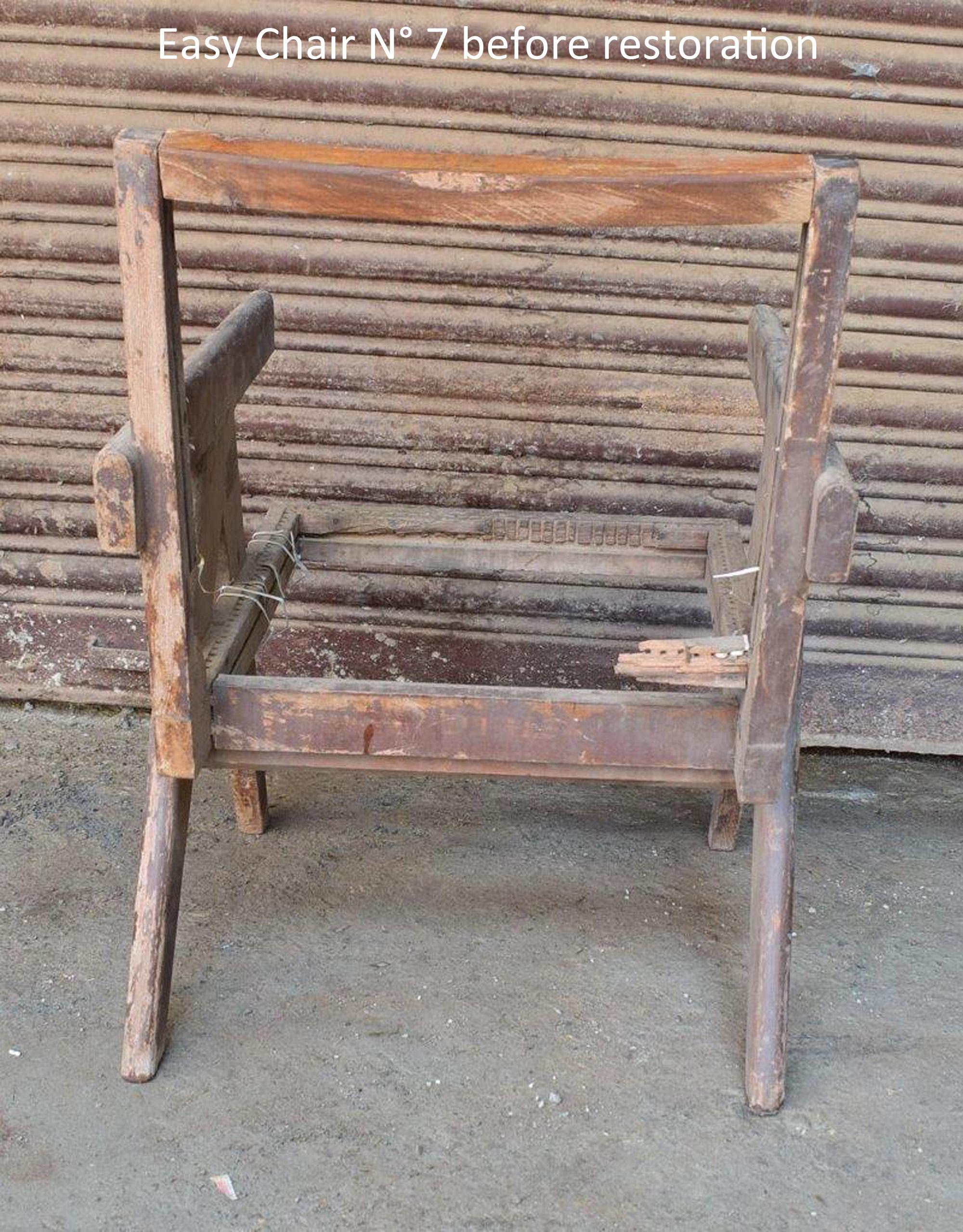 Pierre Jeanneret, Exceptional Set of 4 'Easy Armchairs' with Original Lettering For Sale 9