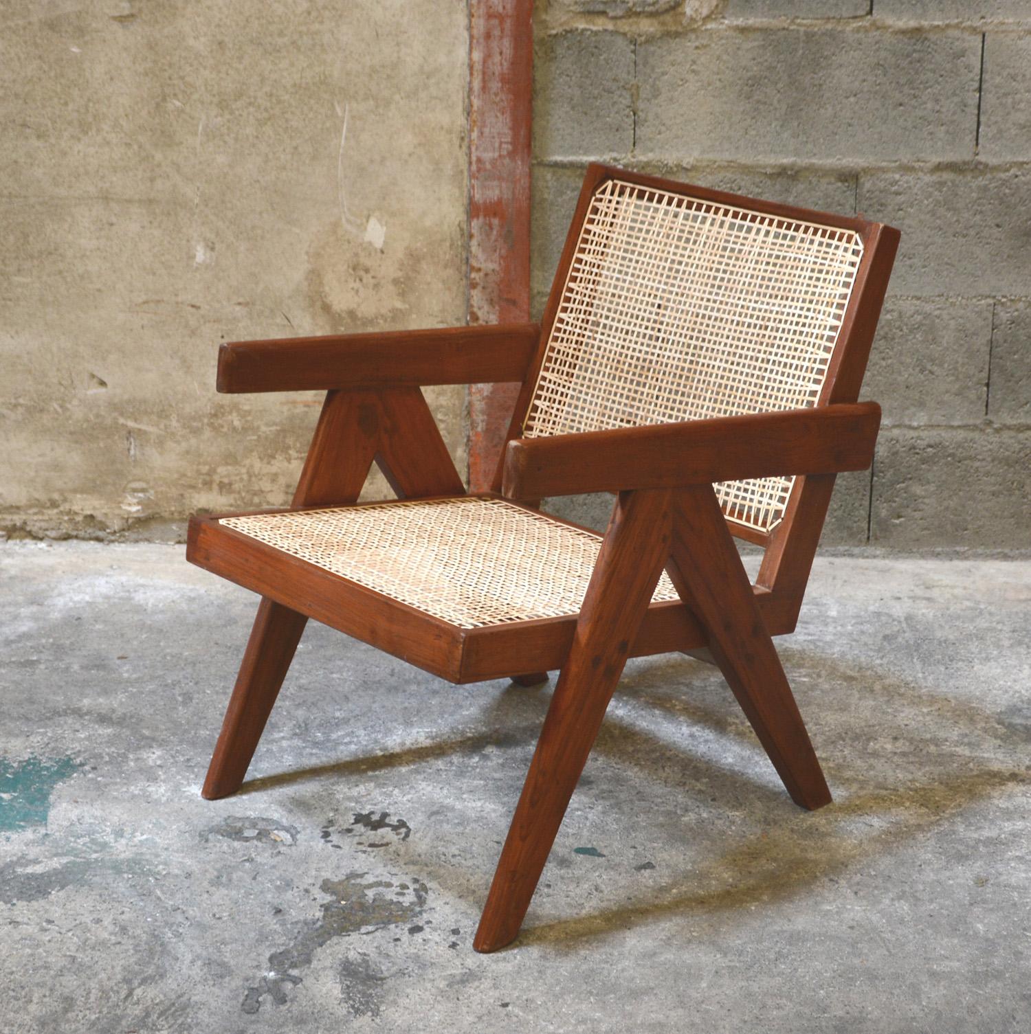 Mid-20th Century Pierre Jeanneret, Exceptional Set of 4 'Easy Armchairs' with Original Lettering For Sale