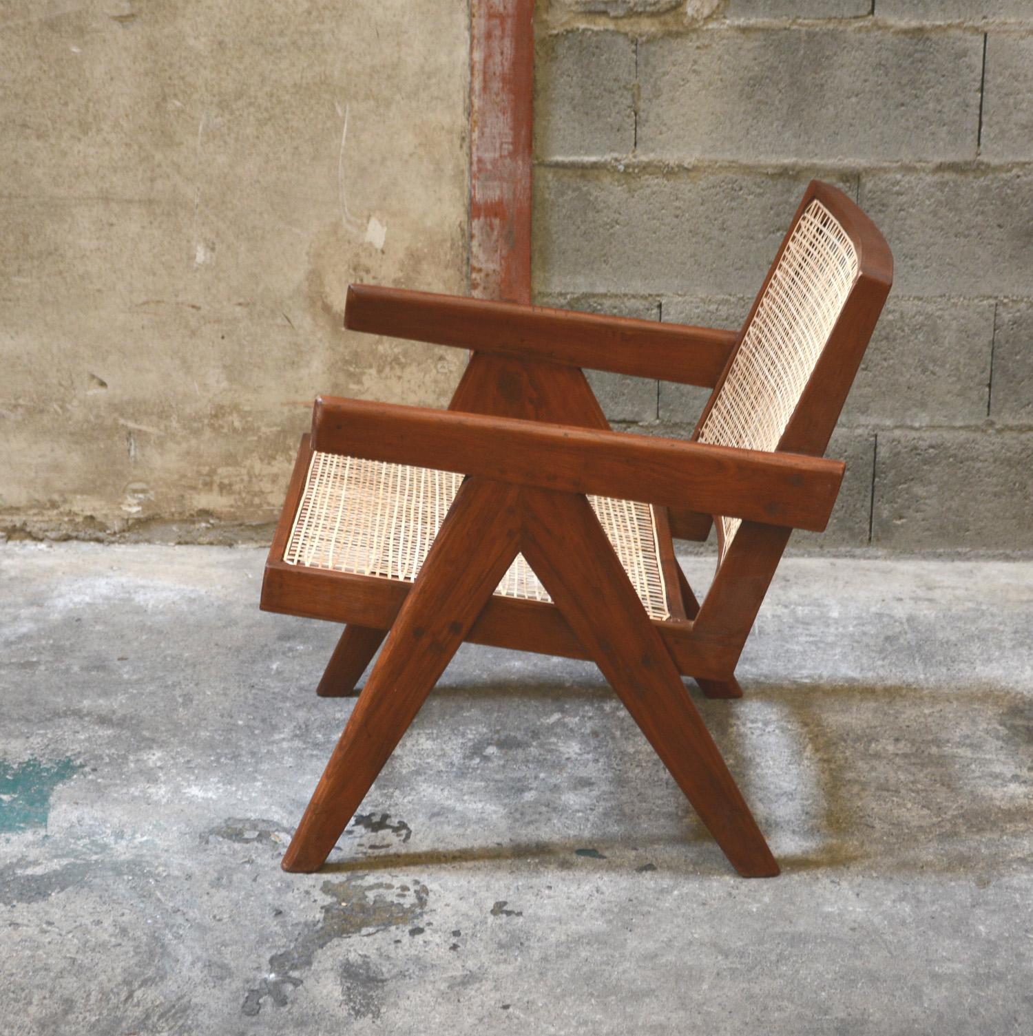 Wood Pierre Jeanneret, Exceptional Set of 4 'Easy Armchairs' with Original Lettering For Sale