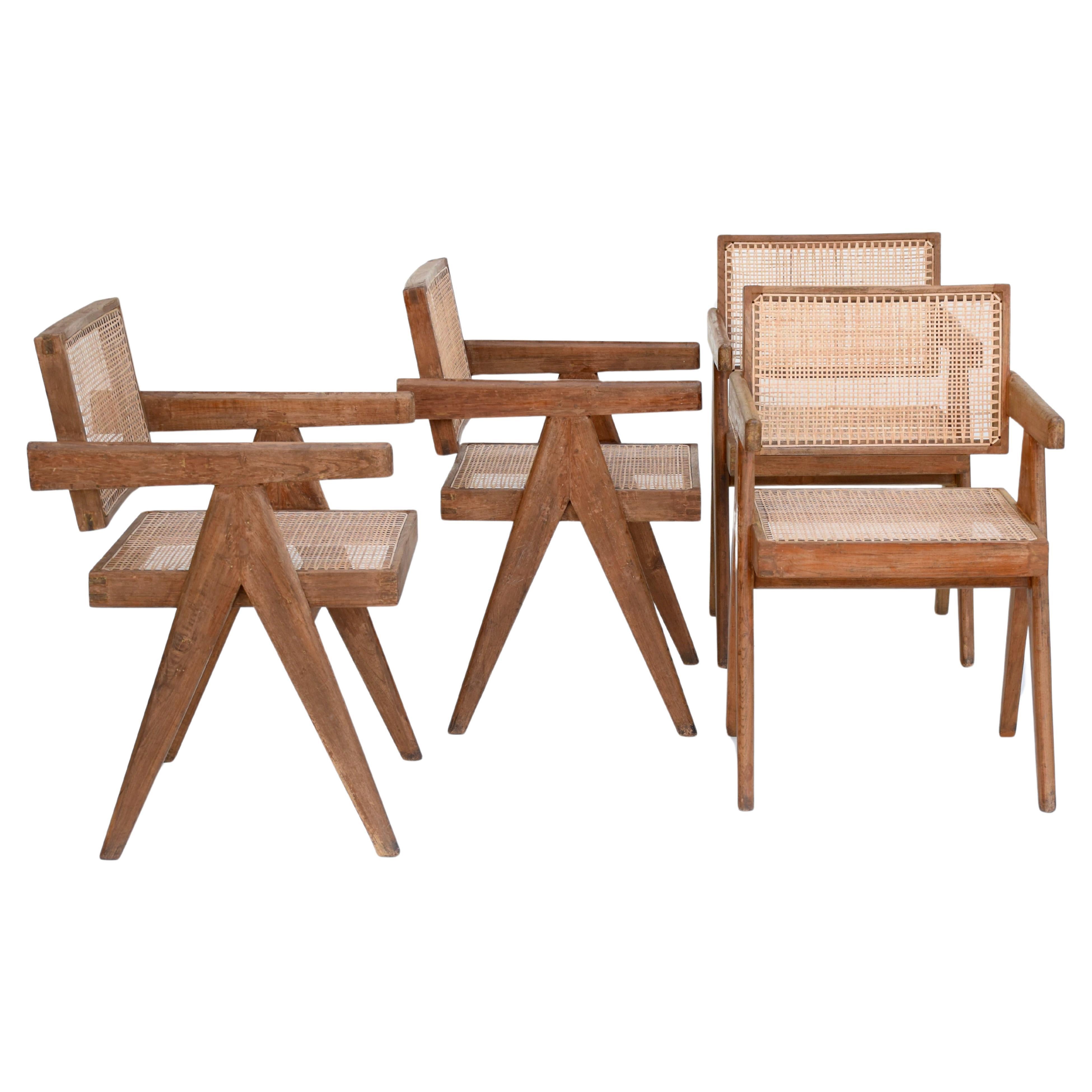 Pierre Jeanneret Set of 10 Floating Back Chairs Ca. 1960 from Chandigarh For Sale 3
