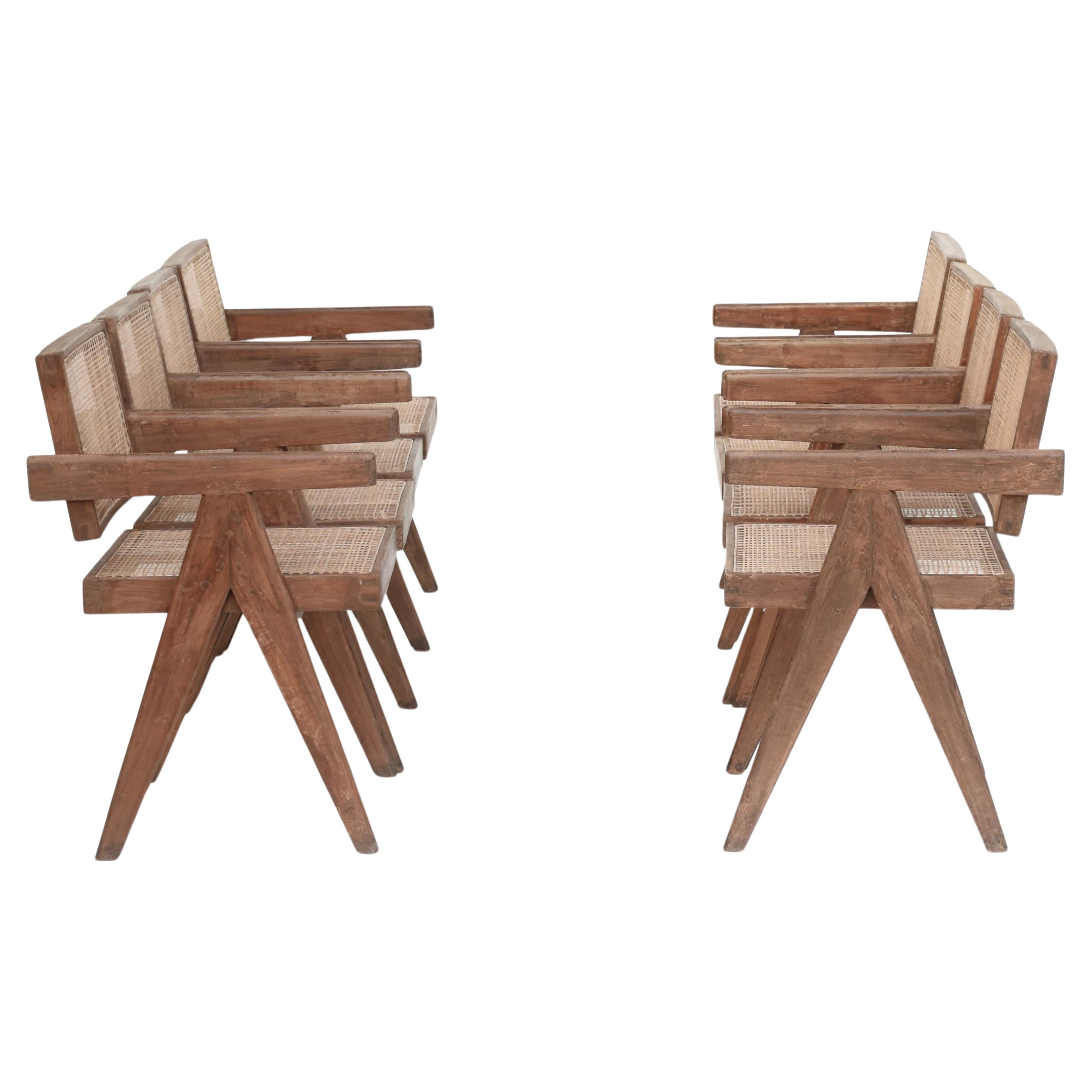 Pierre Jeanneret Set of 10 Floating Back Chairs Ca. 1960 from Chandigarh For Sale 5