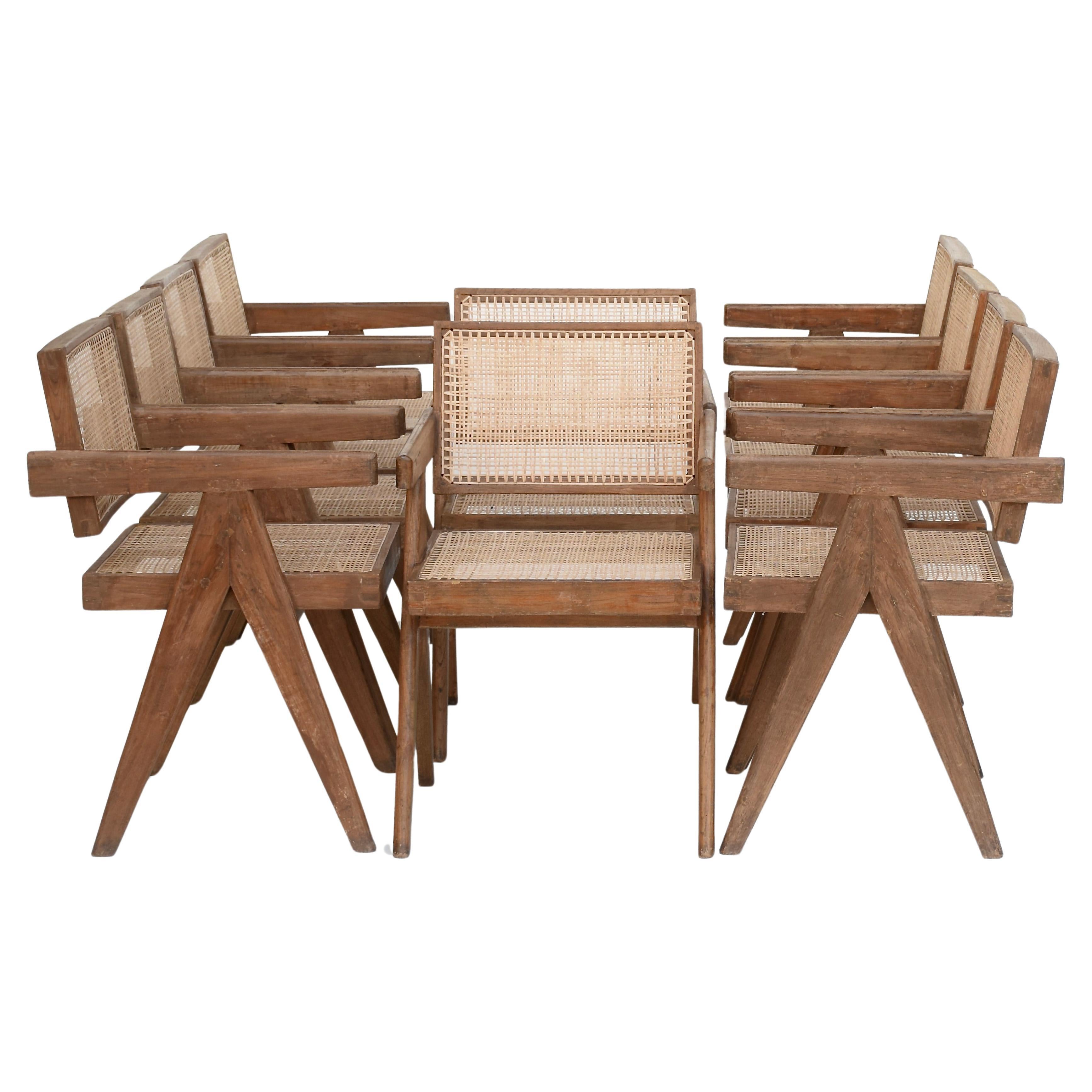 Pierre Jeanneret Set of 10 Floating Back Chairs Ca. 1960 from Chandigarh For Sale 6