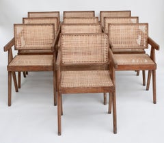 Vintage Pierre Jeanneret Floating Back Chairs Set of 10