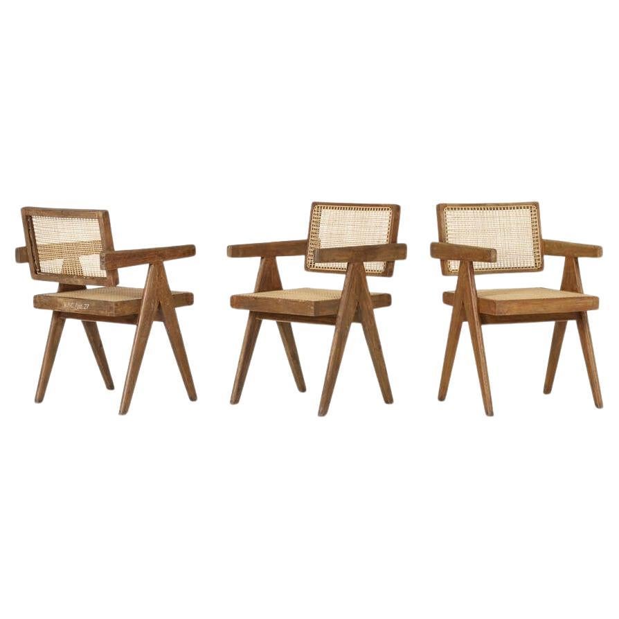 Indian Pierre Jeanneret Set of 10 Floating Back Chairs Ca. 1960 from Chandigarh For Sale