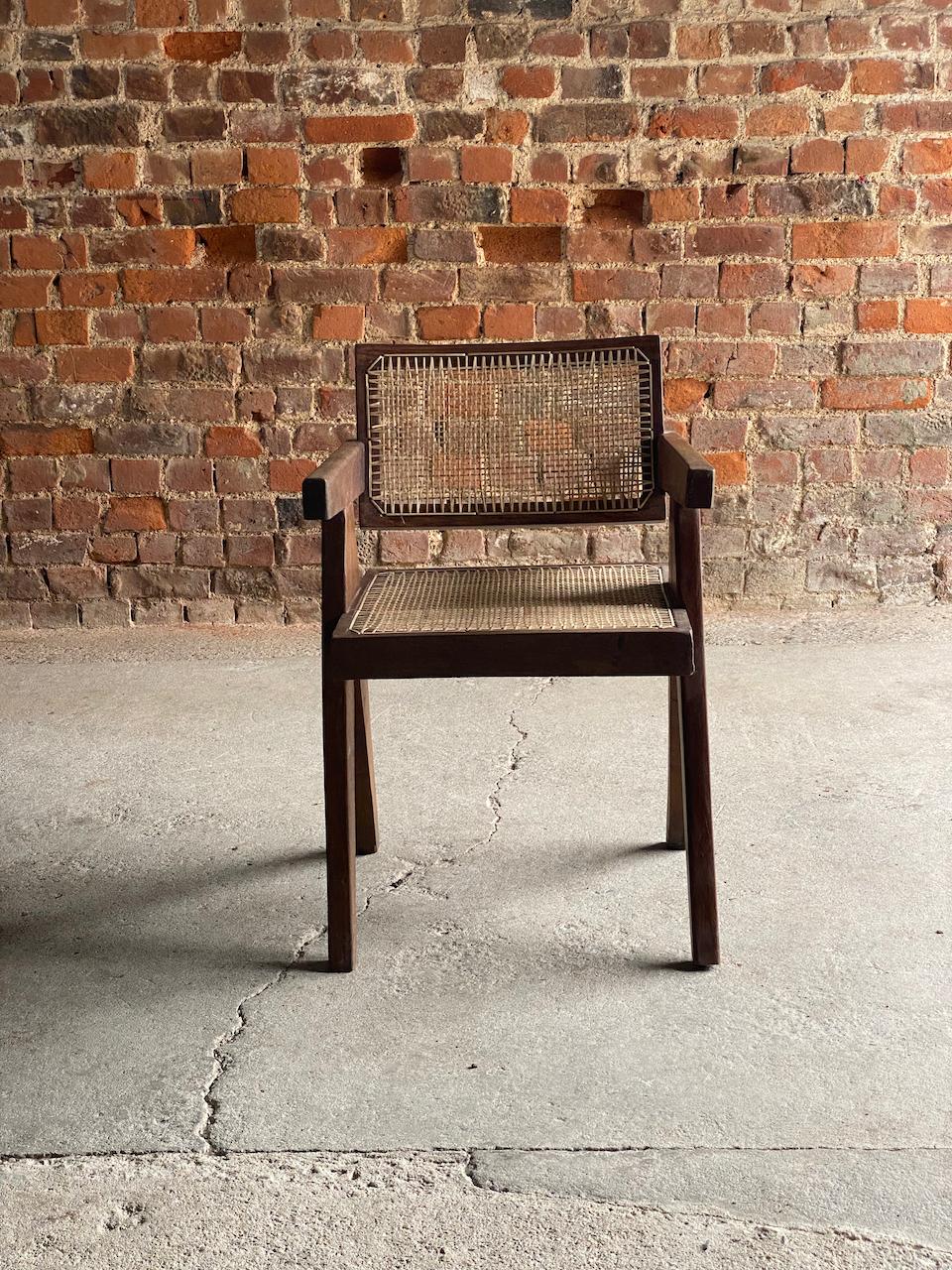 Pierre Jeanneret Floating Back Office Chair Model PJ-010100T Circa 1955 Chair 2 For Sale 10