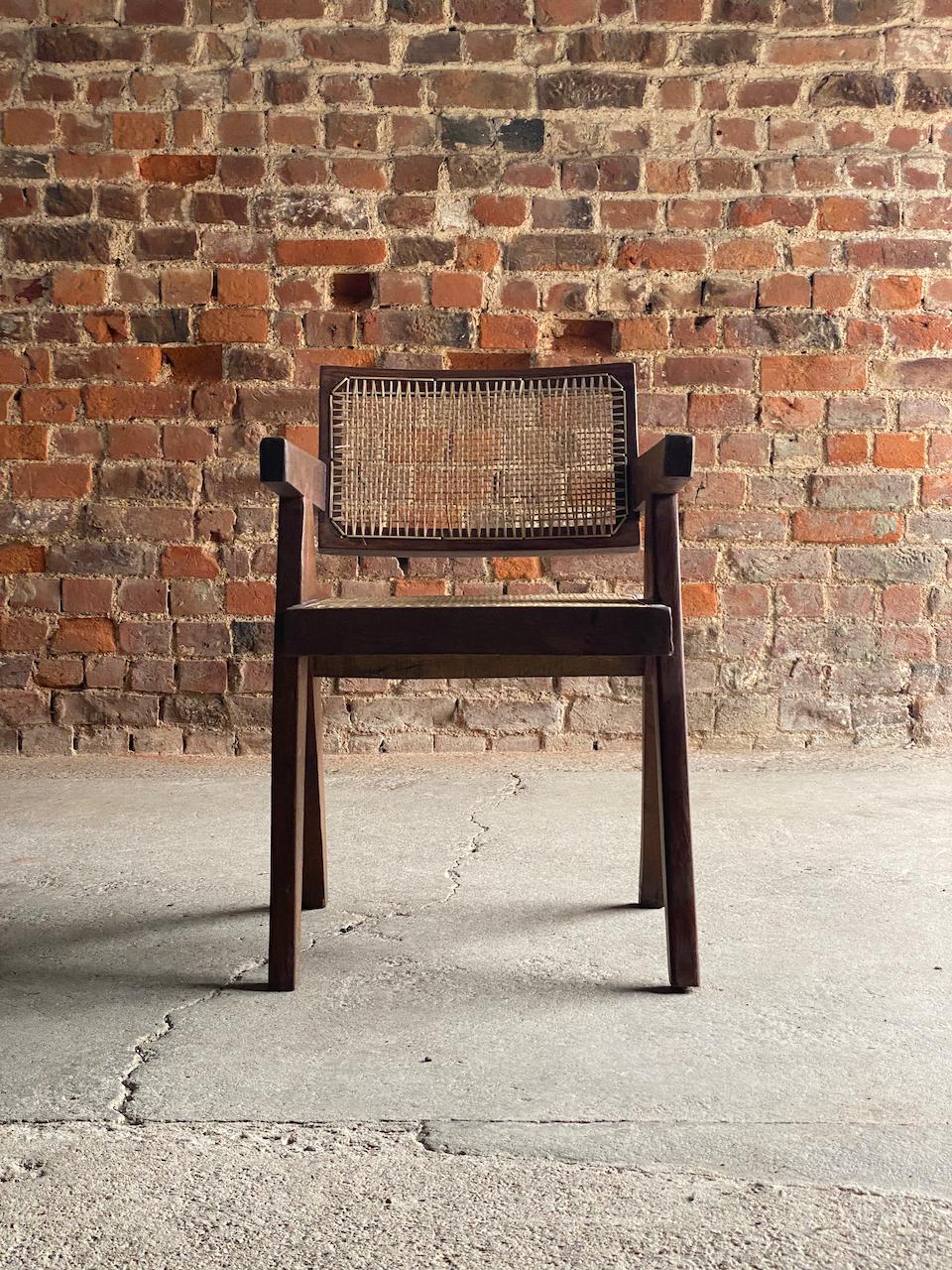 Cane Pierre Jeanneret Floating Back Office Chair Model PJ-010100T Circa 1955 Chair 2 For Sale