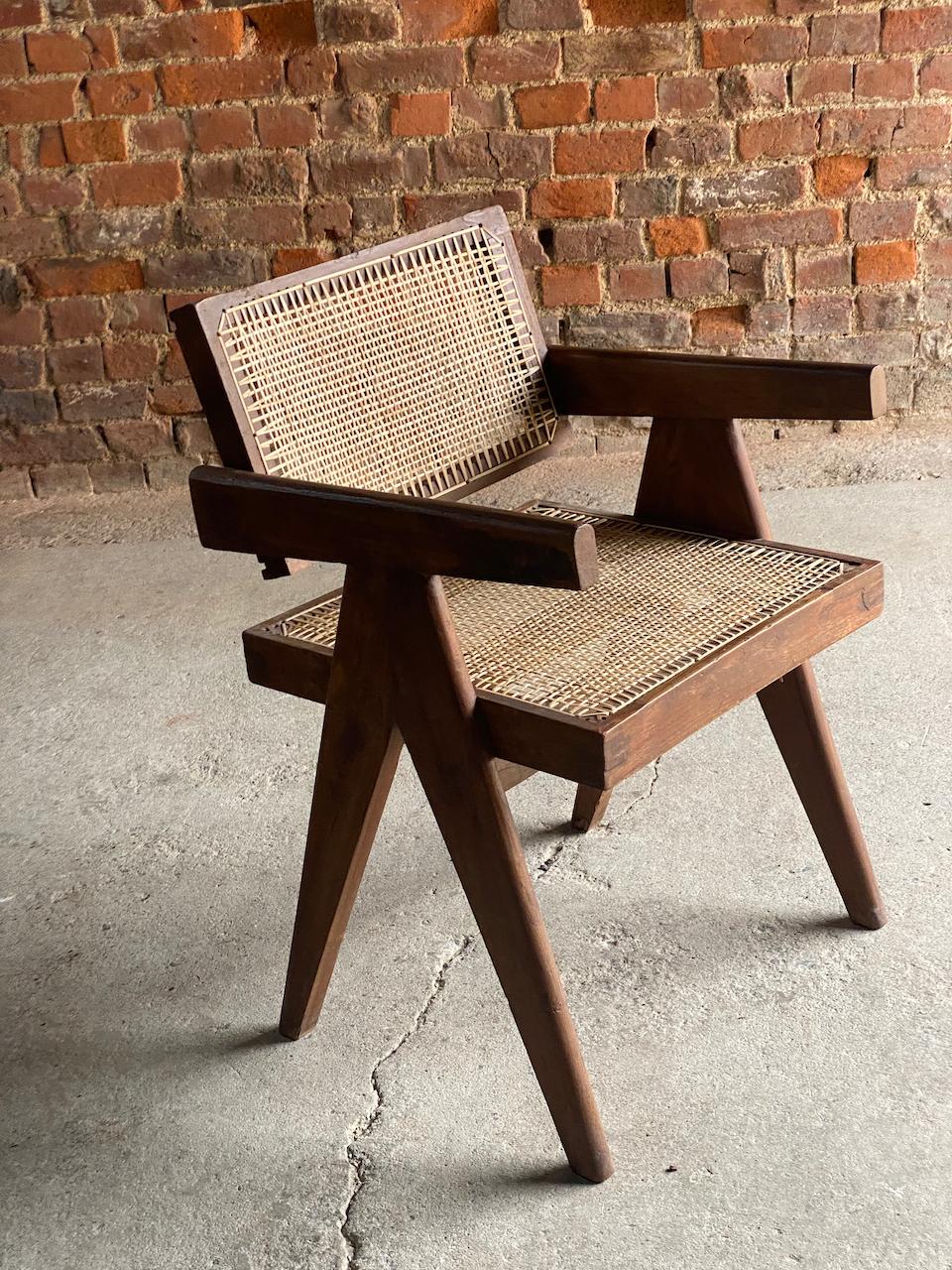 Pierre Jeanneret Floating Back Office Chair Model PJ-010100T circa 1955 Chair 3 For Sale 5