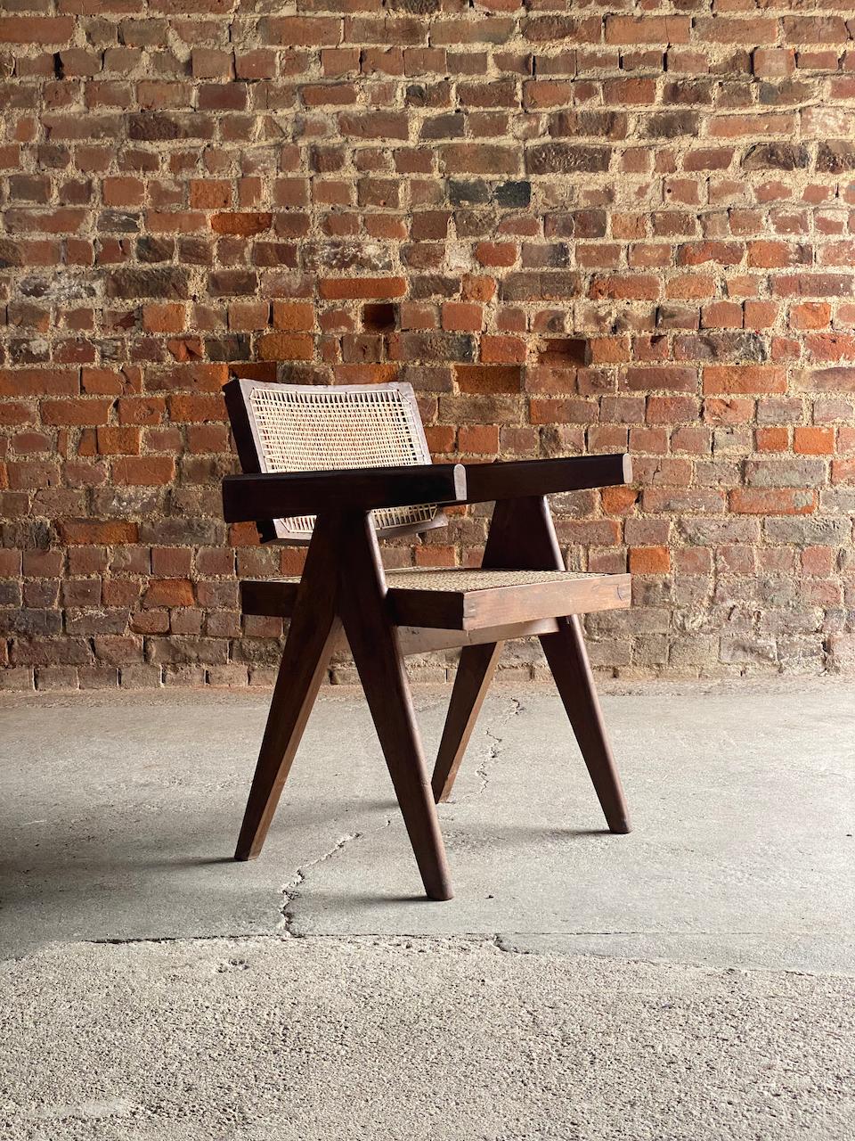 Pierre Jeanneret Floating Back Office Chair Model PJ-010100T circa 1955 Chair 3 For Sale 6