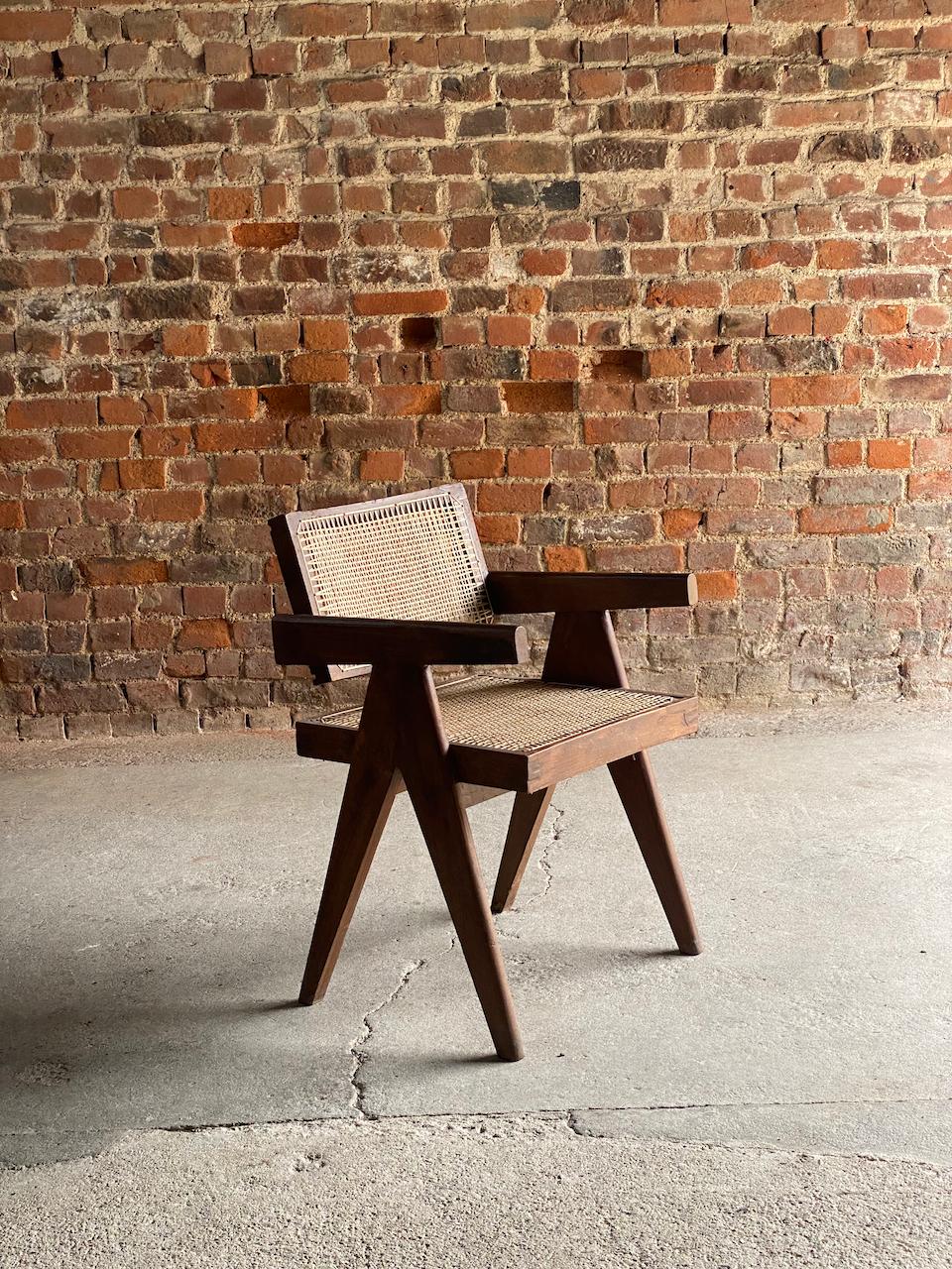 Pierre Jeanneret Floating Back Office Chair Model PJ-010100T circa 1955 Chair 3 For Sale 7