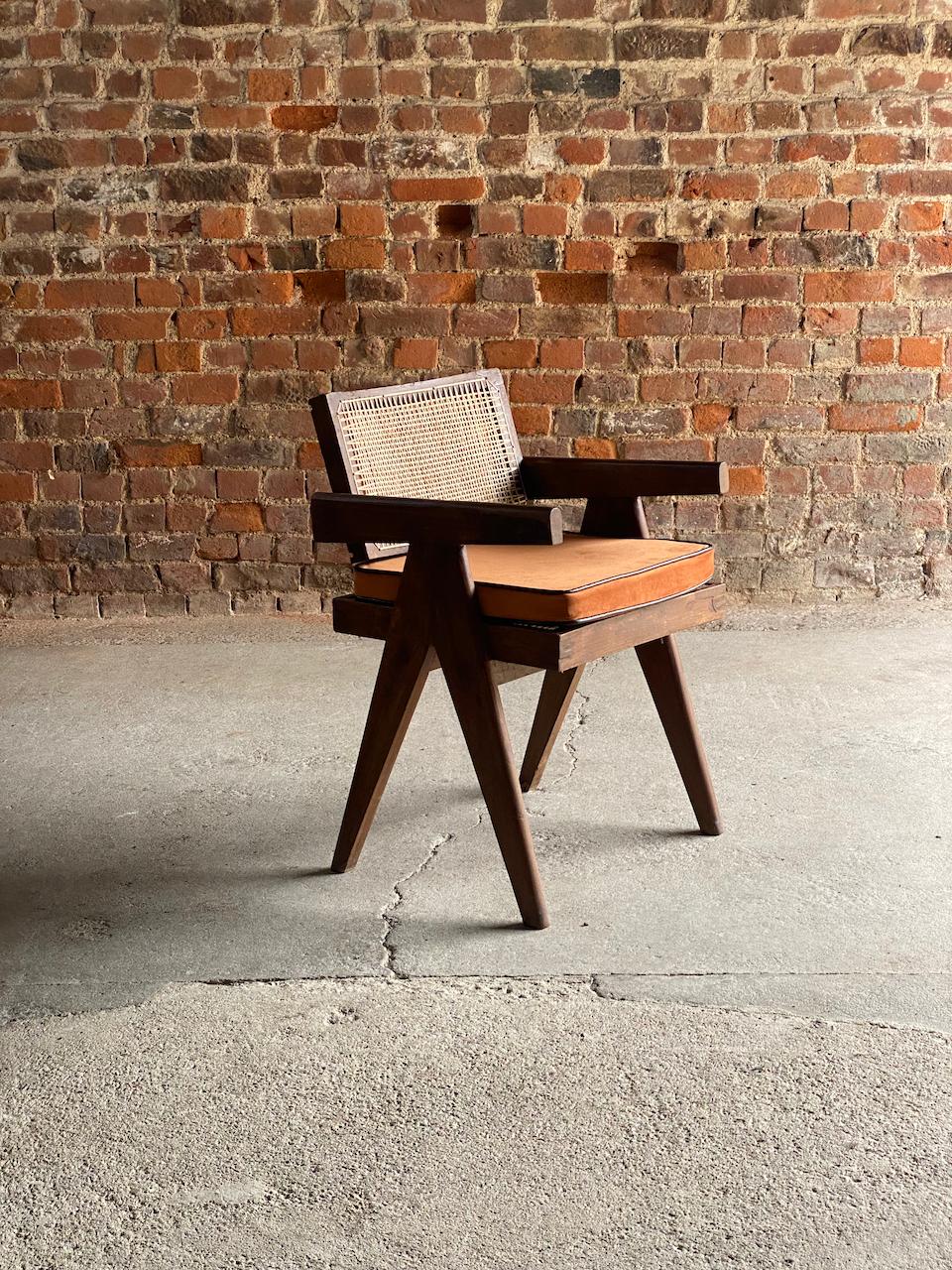 Pierre Jeanneret Floating Back Office Chair Model PJ-010100T circa 1955 Chair 3 For Sale 10
