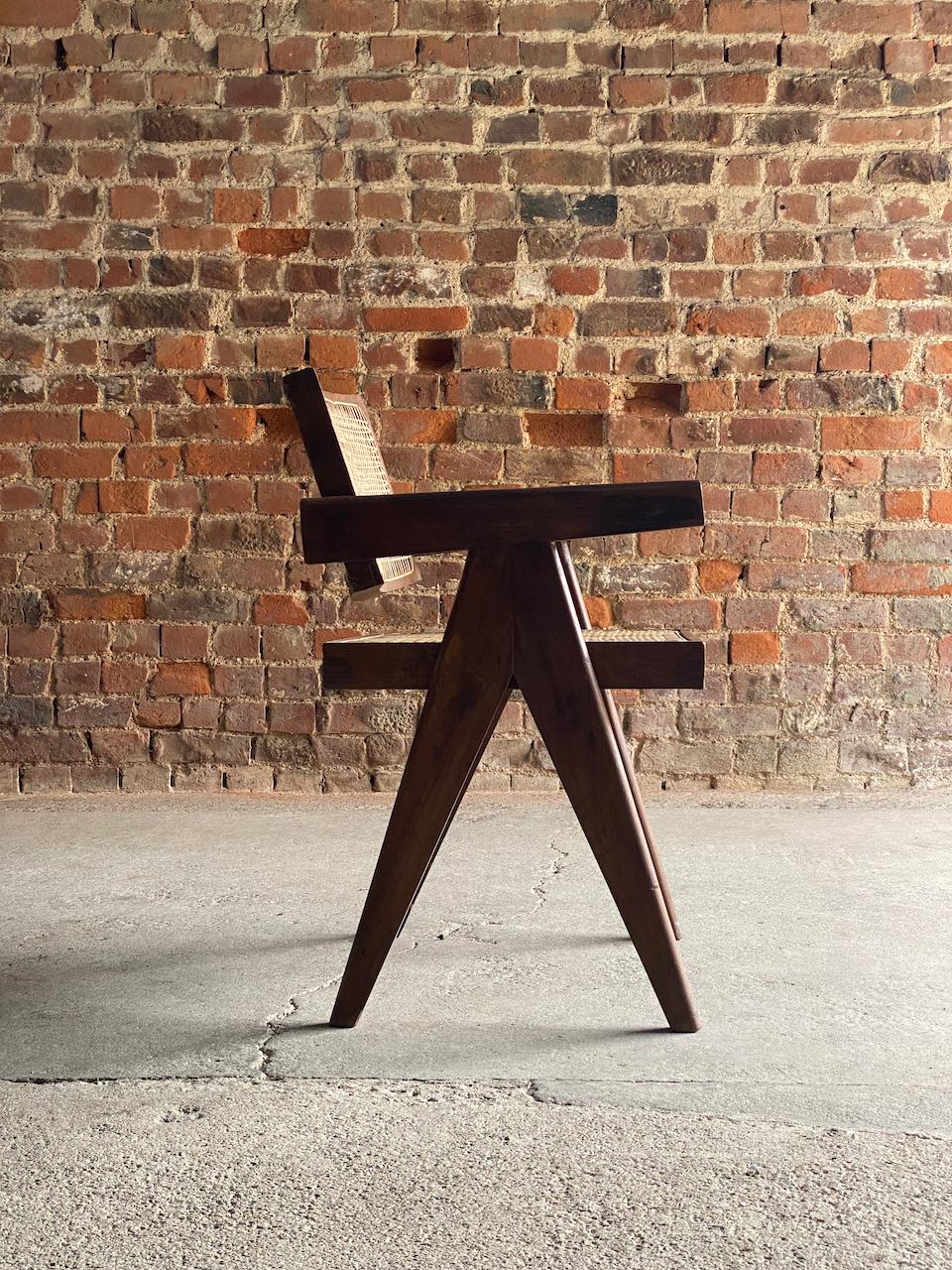 Cane Pierre Jeanneret Floating Back Office Chair Model PJ-010100T circa 1955 Chair 3 For Sale