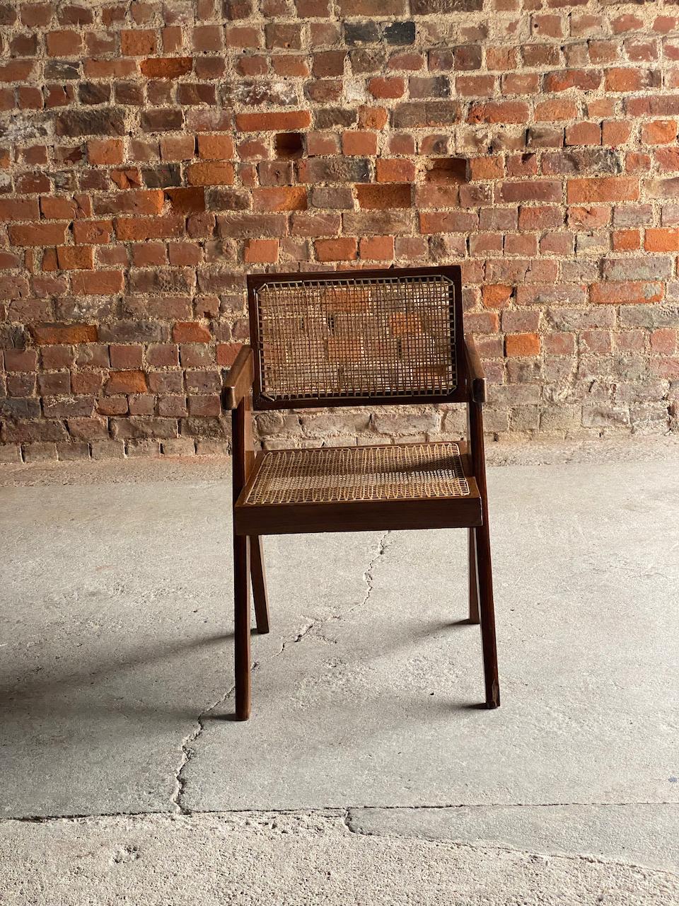 Pierre Jeanneret Floating Back Office Chair Model PJ-010100T circa 1955 Chair 4 In Distressed Condition For Sale In Longdon, Tewkesbury