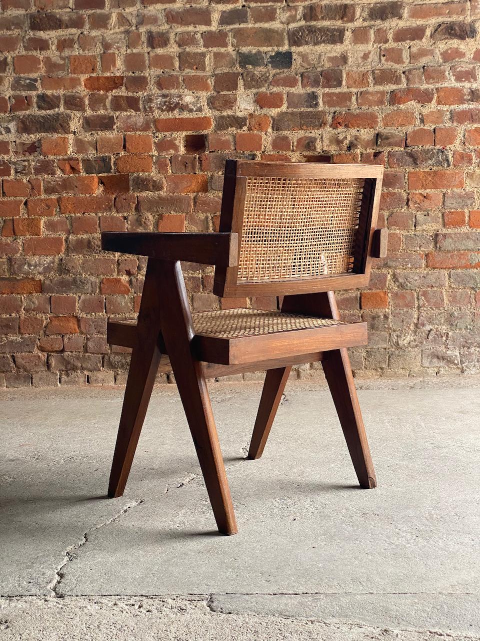 Cane Pierre Jeanneret Floating Back Office Chair Model PJ-010100T circa 1955 Chair 4 For Sale