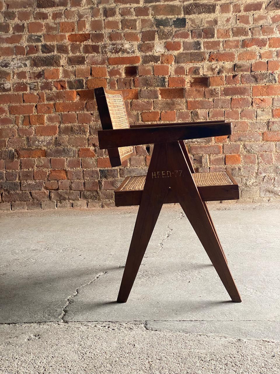 Pierre Jeanneret Floating Back Office Chair Set of Four, circa 1955 For Sale 4