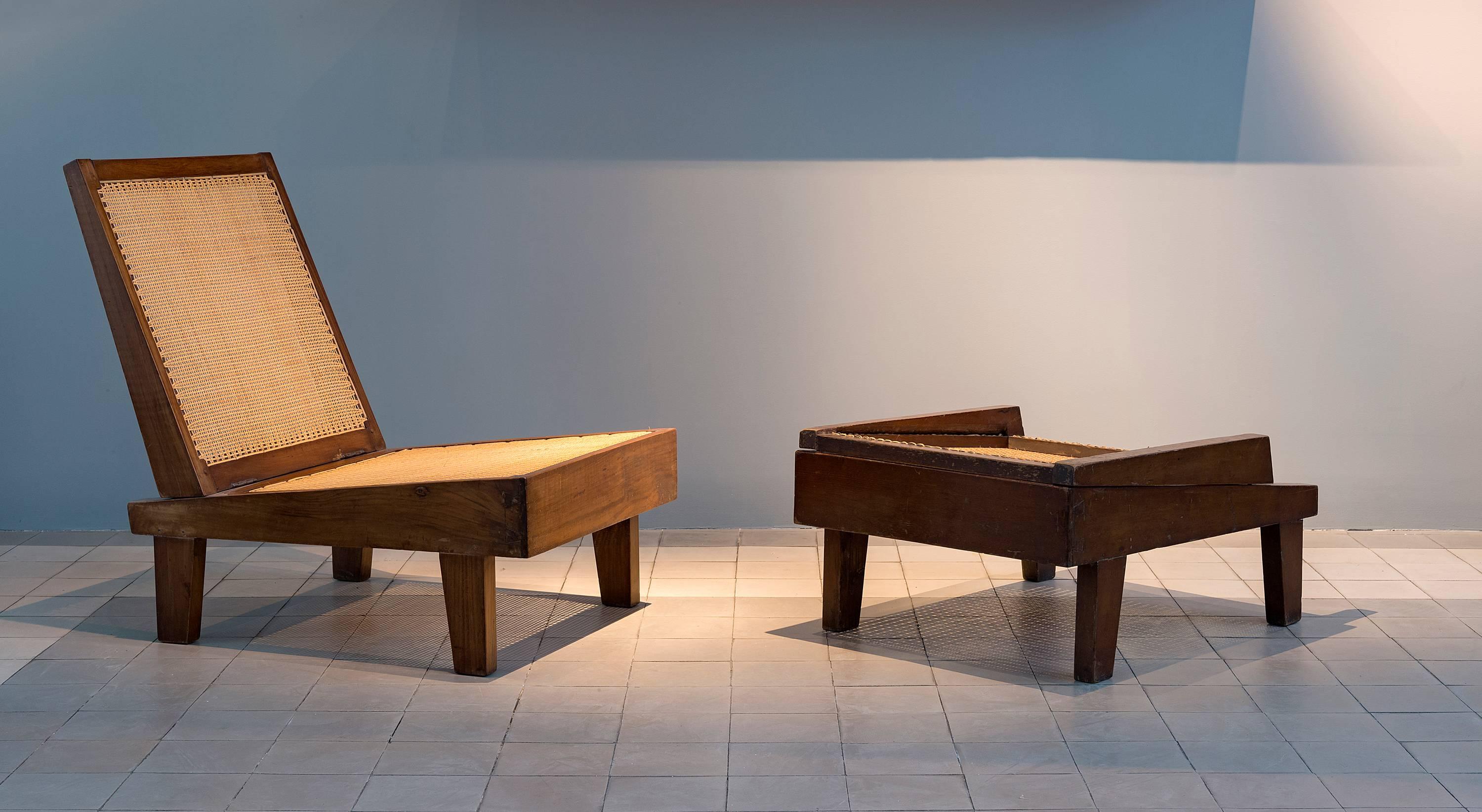 Indian Pierre Jeanneret, Folding Chairs, PJ-SI-61-A, Chandigarh, Teak and Cane