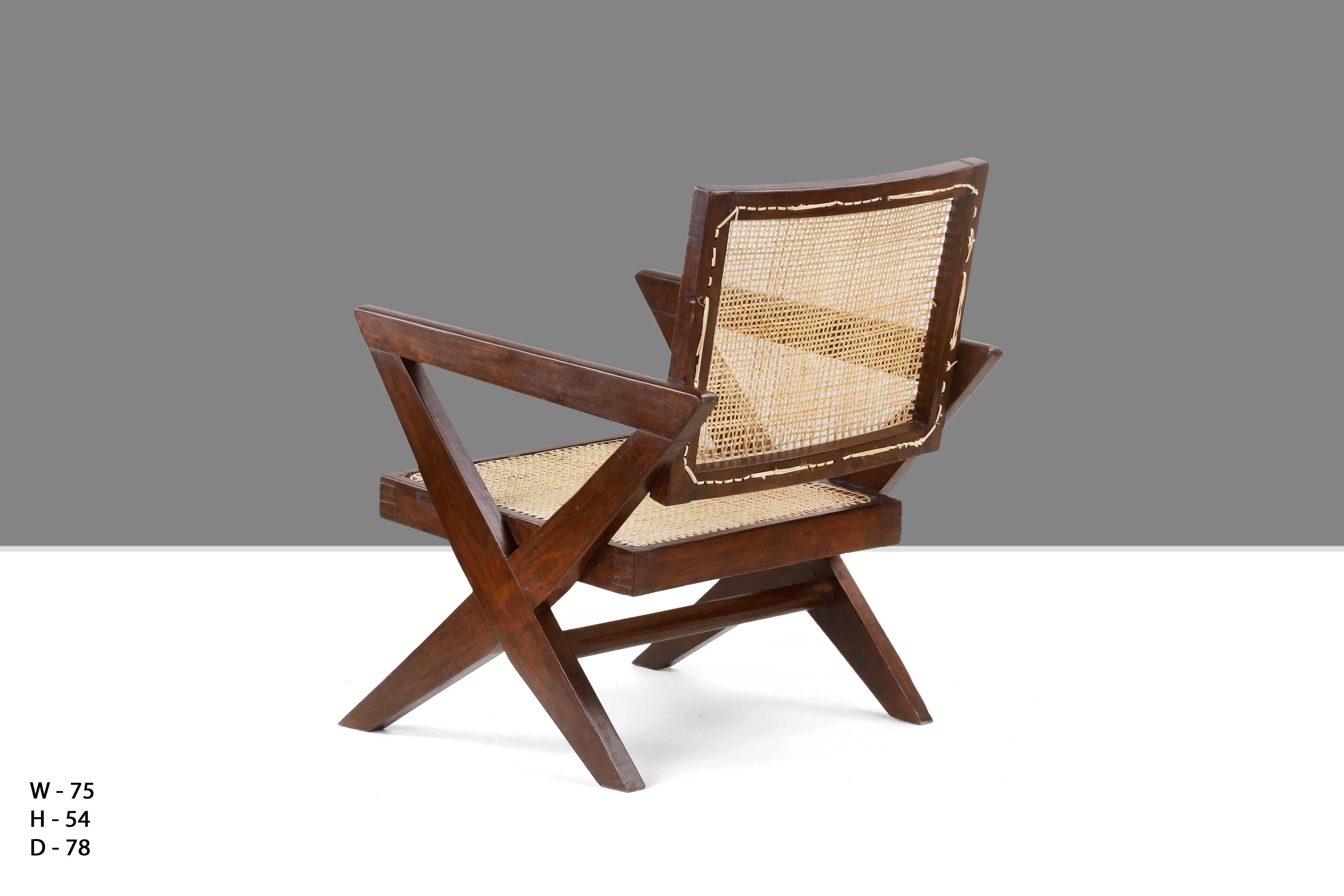 Caning Pierre Jeanneret PJ-SI-45-A X-Easy Armchair / Authentic Mid-Century Modern