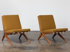 Pierre Jeanneret for Knoll Model 92 Scissor Chairs in Dedar Wool Chartreuse