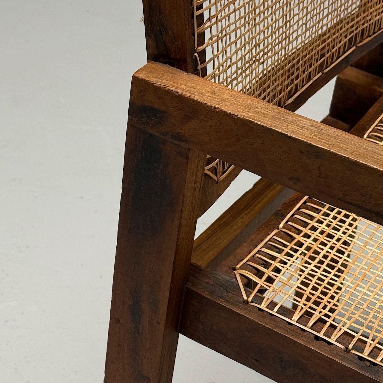 Pierre Jeanneret, French Mid-Century Modern, 12 Box Dining Chairs, Teak, Cane For Sale 6