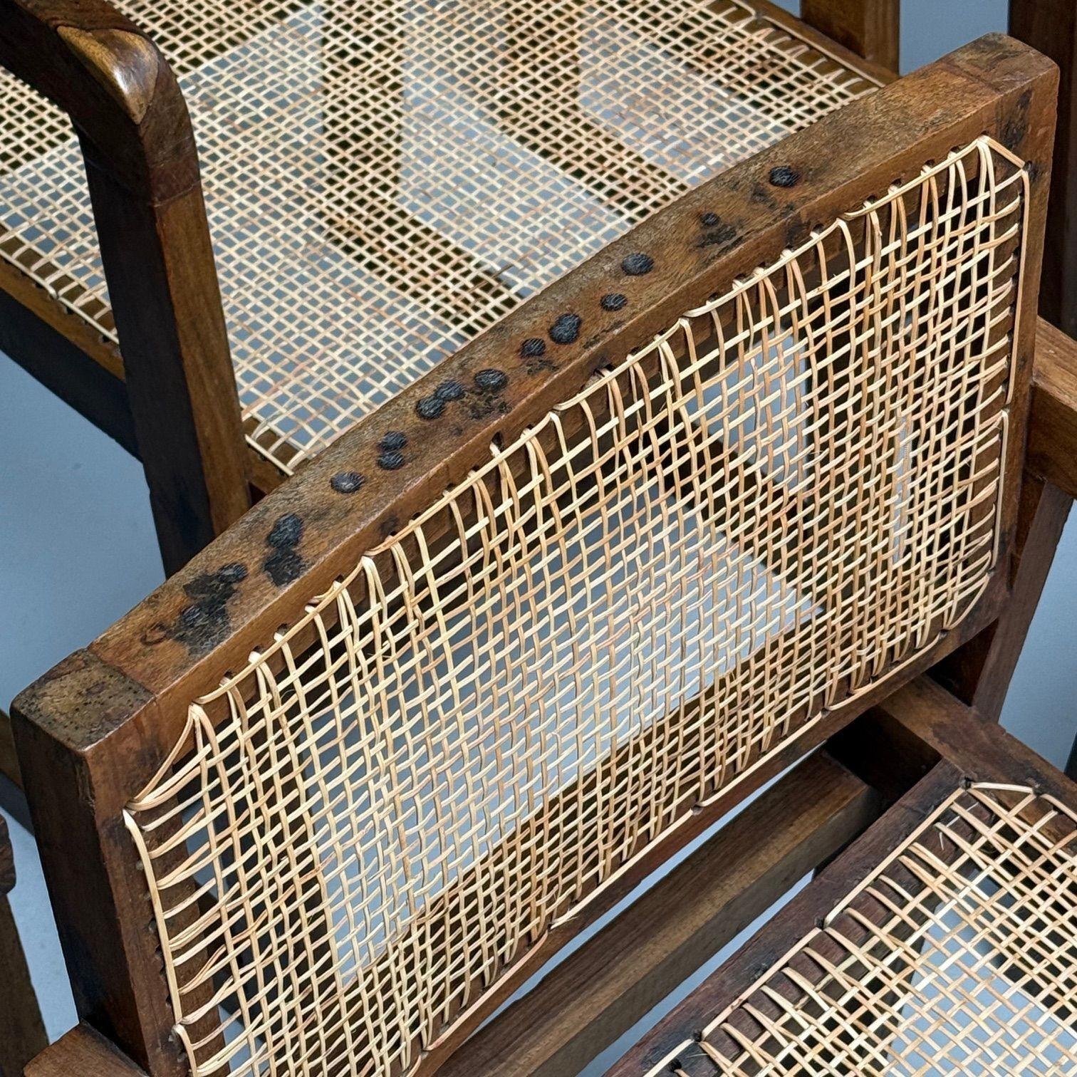 Pierre Jeanneret, French Mid-Century Modern, 12 Box Dining Chairs, Teak, Cane For Sale 8
