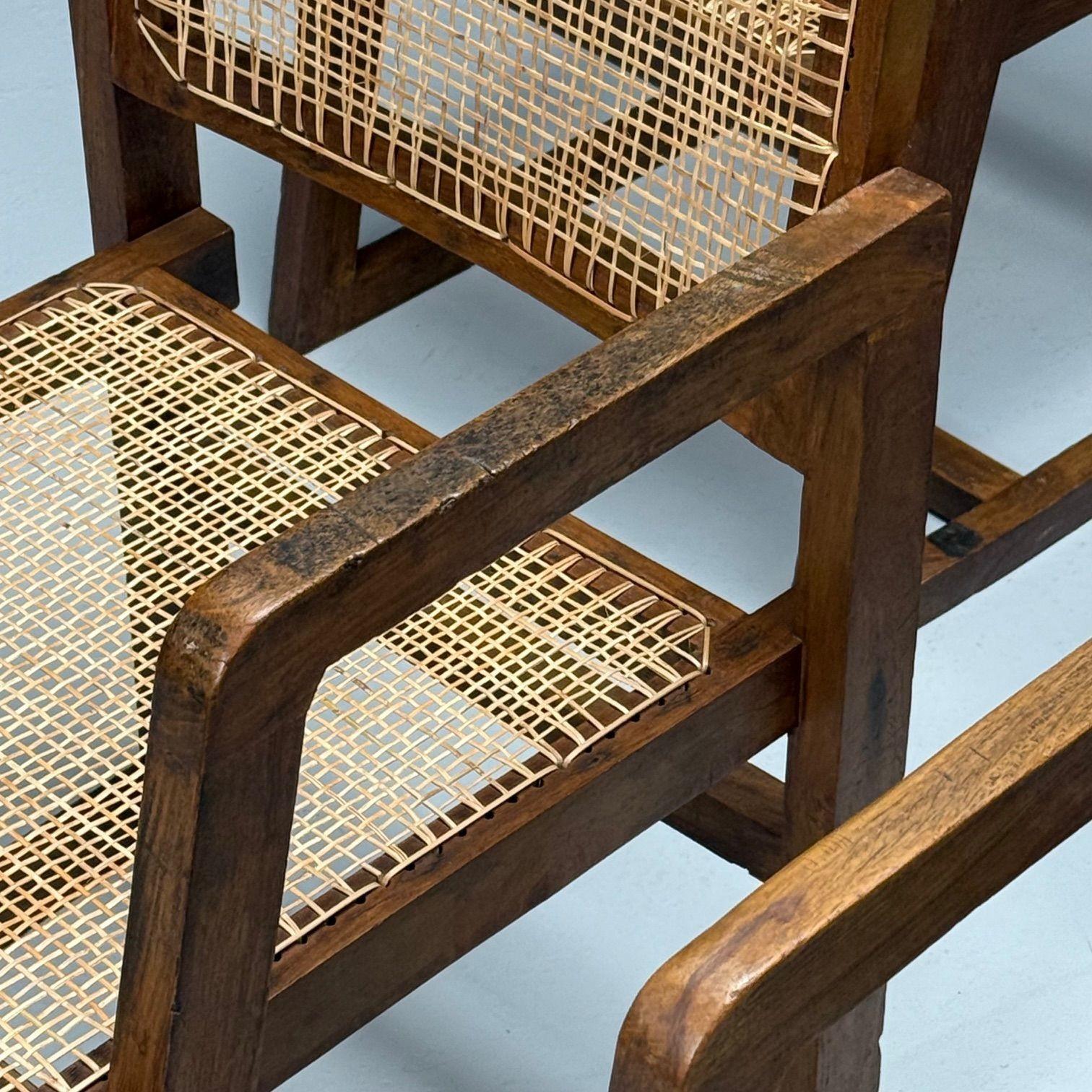 Pierre Jeanneret, French Mid-Century Modern, 12 Box Dining Chairs, Teak, Cane For Sale 9