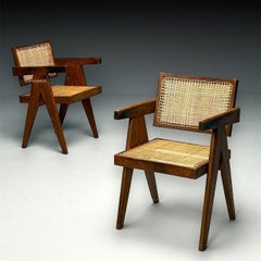 Pierre Jeanneret, French Mid-Century Modern, Floating Back Dining Chairs, Teak