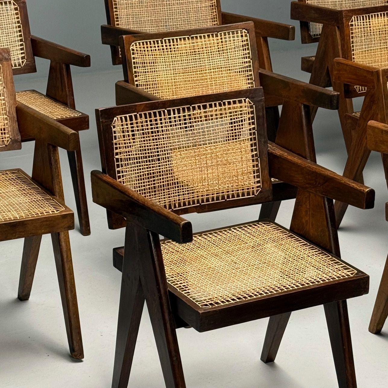 Mid-20th Century Pierre Jeanneret, French Mid-Century Modern, Floating Back Dining Chairs, Teak