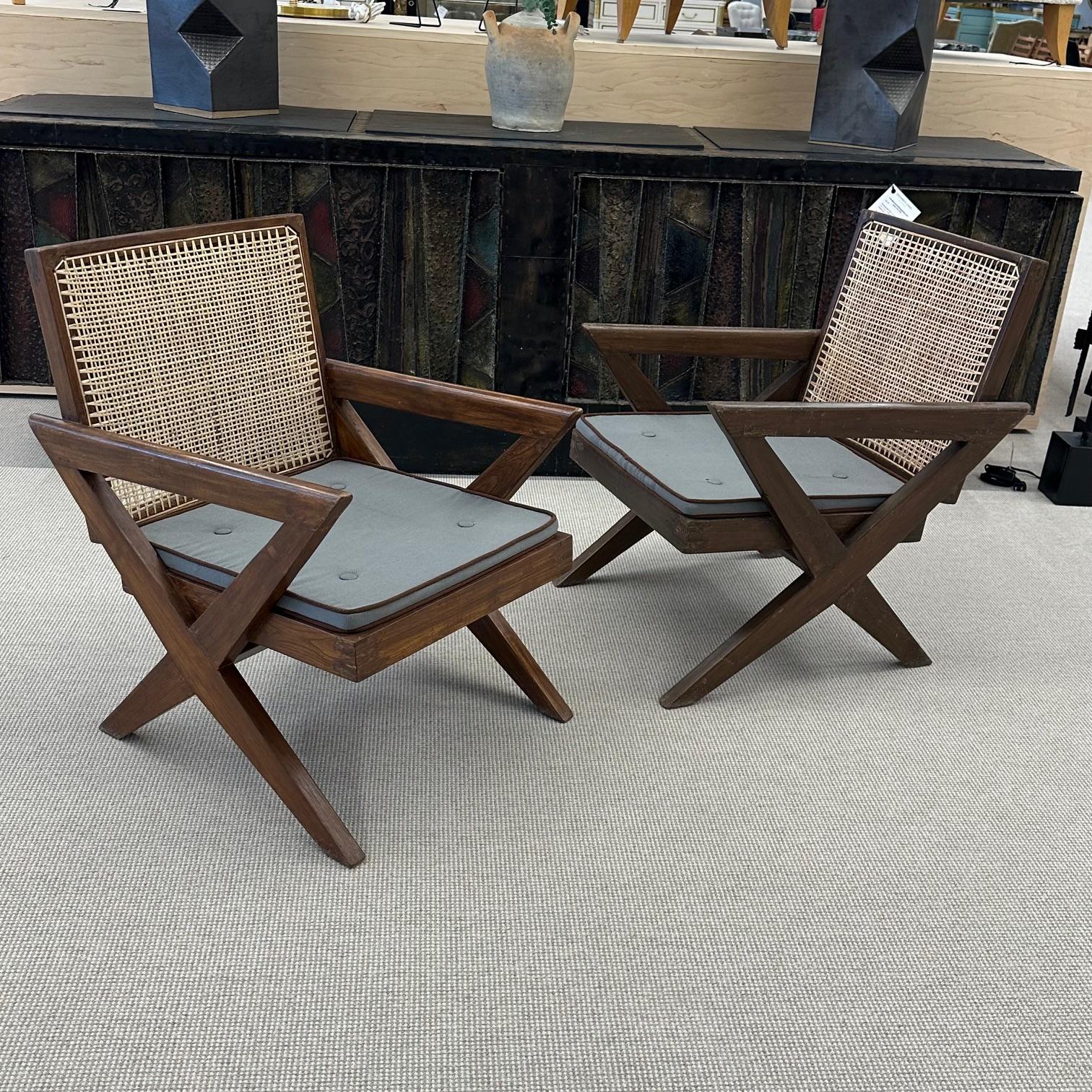 Pierre Jeanneret, French Mid-Century Modern, Lounge Chairs, Chandigarh, 1950s In Good Condition For Sale In Stamford, CT