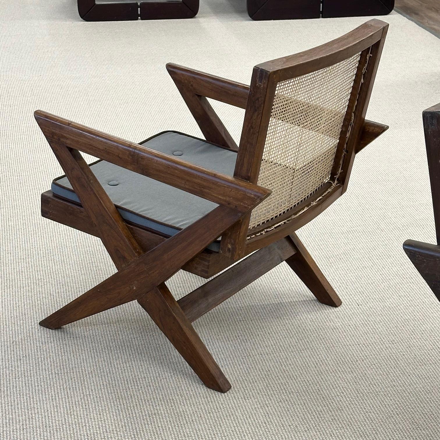 Pierre Jeanneret, French Mid-Century Modern, Lounge Chairs, Chandigarh, 1950s For Sale 3