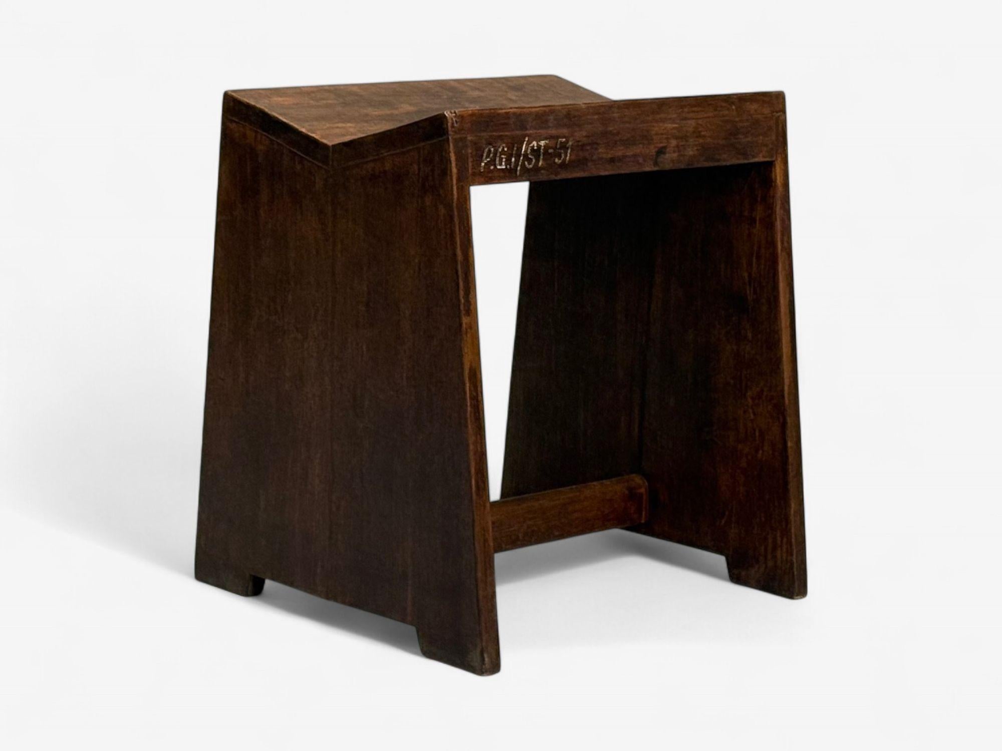 Indian Pierre Jeanneret, French Mid-Century Modern, Sewing Stools, Chandigarh, 1960s For Sale