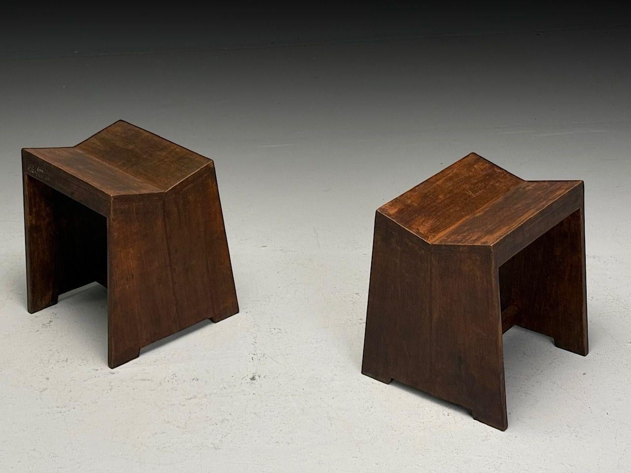 Pierre Jeanneret, French Mid-Century Modern, Sewing Stools, Chandigarh, 1960s In Good Condition For Sale In Manhasset, NY