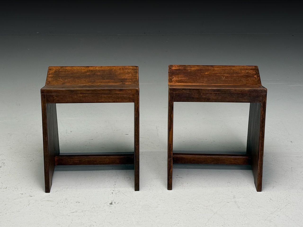 Pierre Jeanneret, French Mid-Century Modern, Sewing Stools, Chandigarh, 1960s For Sale 2