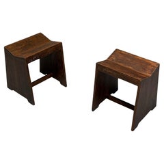Pierre Jeanneret, francés de mediados de siglo, taburetes de costura, Chandigarh, años 60