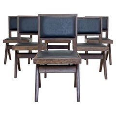 Pierre Jeanneret, Sedia da pranzo francese di metà secolo, Sei sedie da pranzo, Teak, Chandigarh