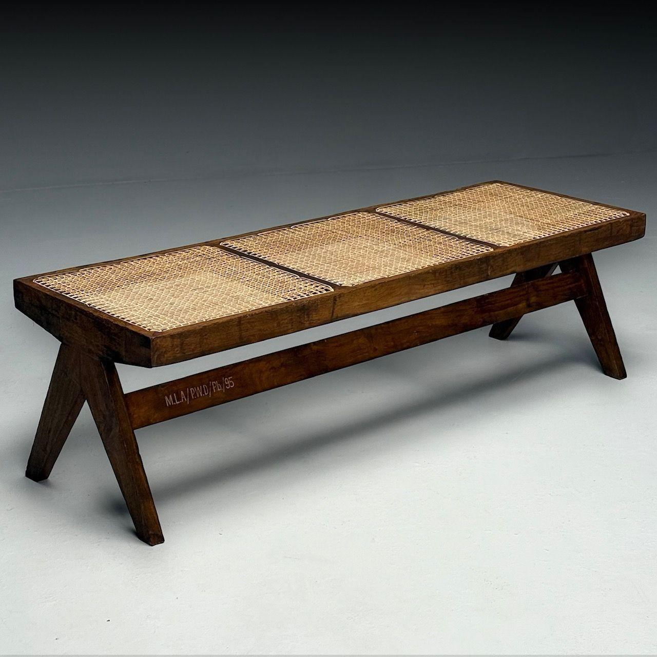 Indian Pierre Jeanneret, French Mid-Century Modern, Teak Benches, Chandigarh, 1960s