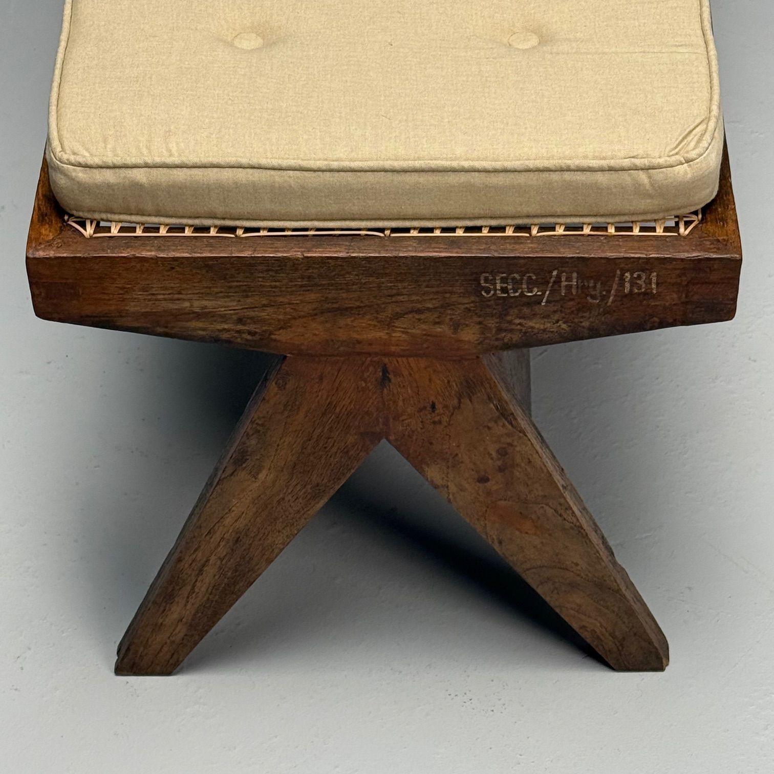 Pierre Jeanneret, French Mid-Century Modern, Teak Benches, Chandigarh, 1960s 3