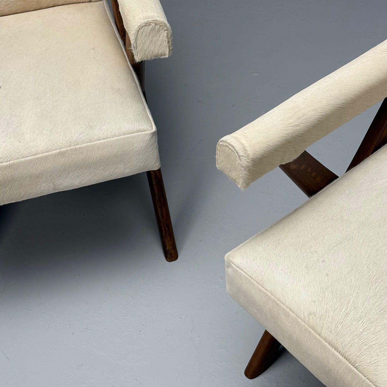 Milieu du XXe siècle Pierre Jeanneret, moderne du milieu du siècle dernier, fauteuils rembourrés en cuir de vache en vente