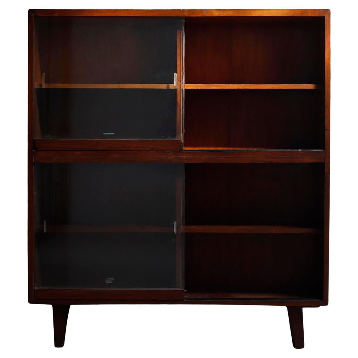 Pierre Jeanneret Glass Fronted Bookcase For Sale
