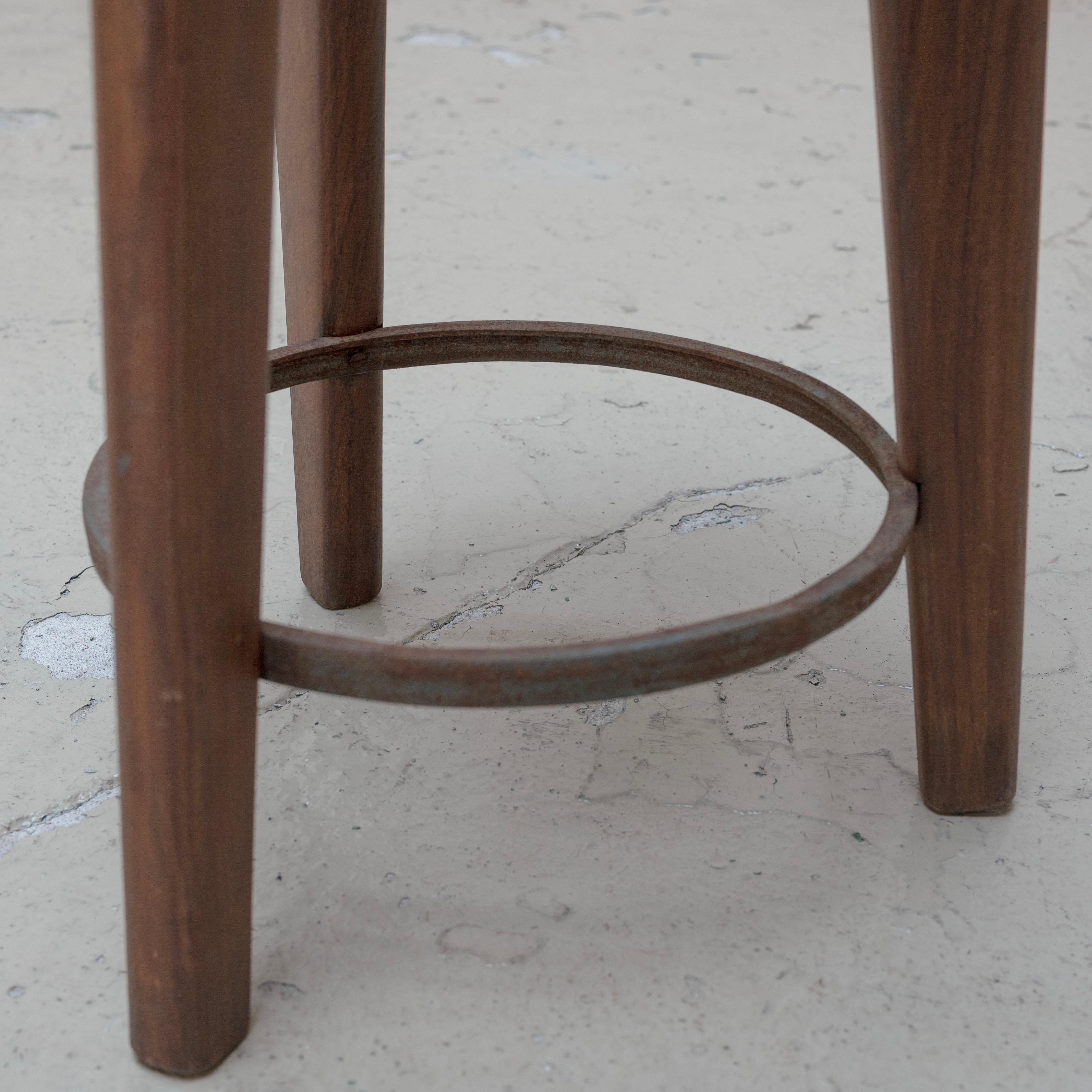Mid-20th Century Pierre Jeanneret , High Stool with iron ring for Chandigarh, Teak , 1950s