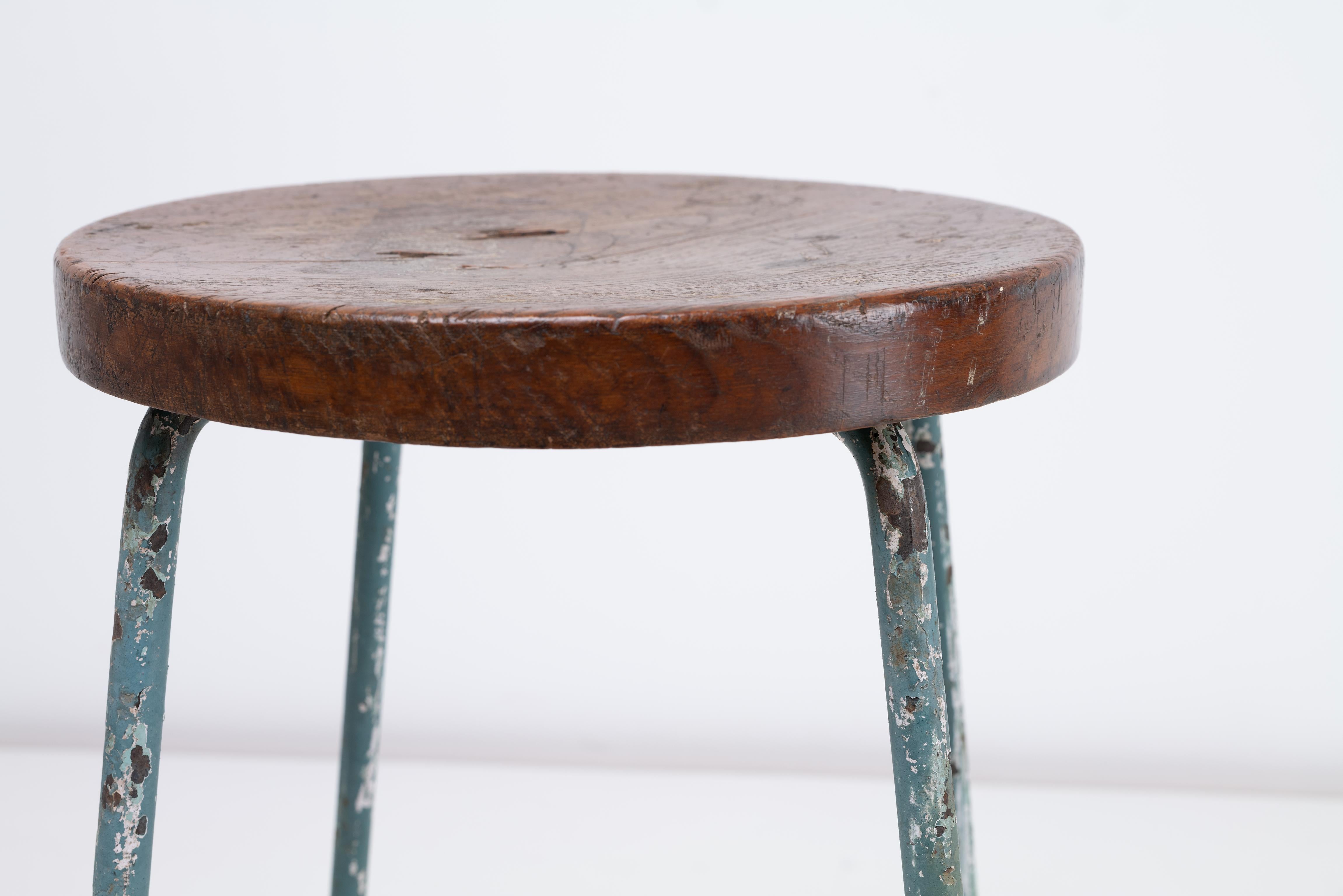 20th Century Pierre Jeanneret High Stools Teak & Iron, 1960 Chandigarh India - Sets Available For Sale